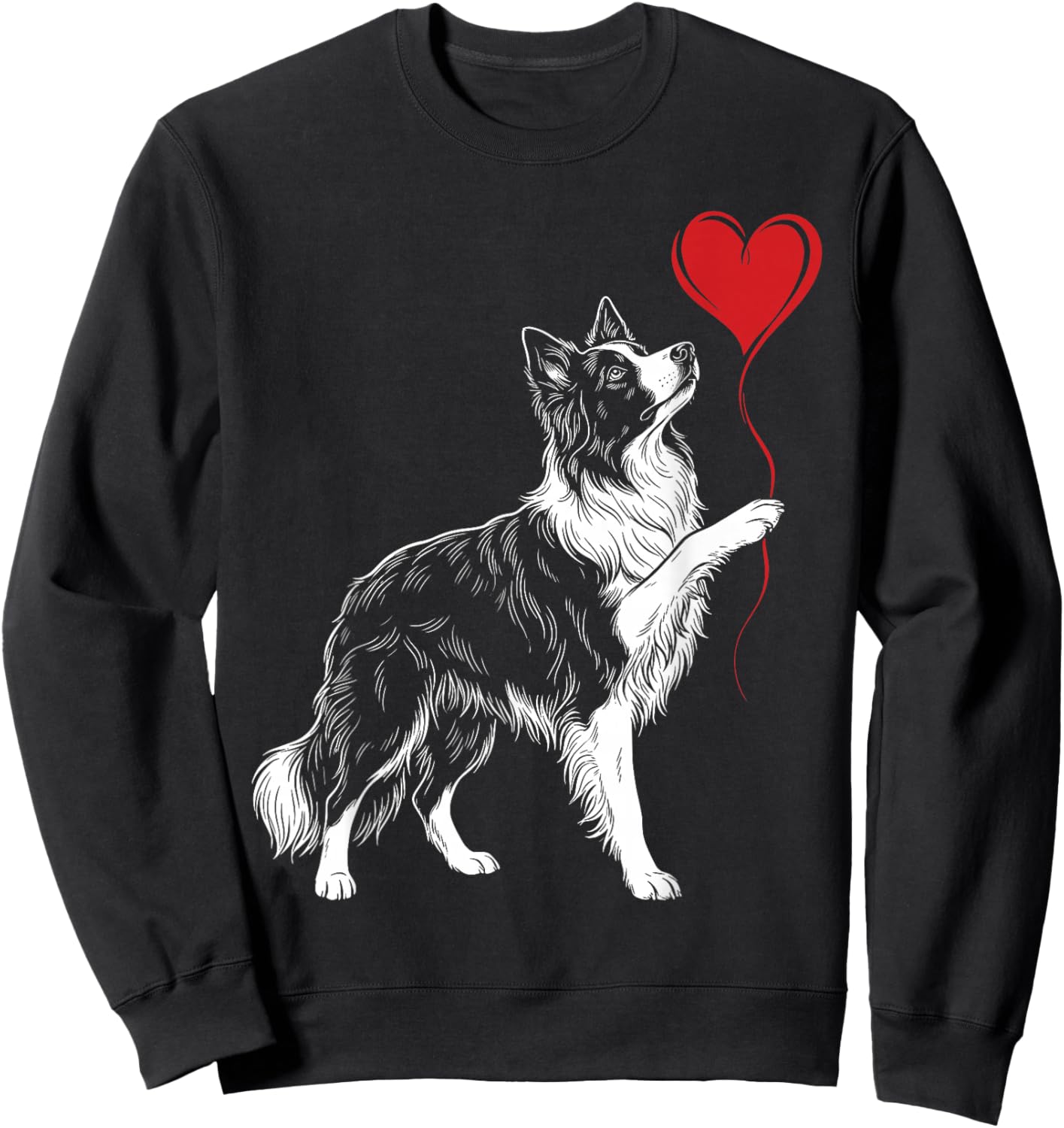 Border Collie Lover Dog Art Holding Heart Valentines Sweatshirt - Sweatshirt | Black