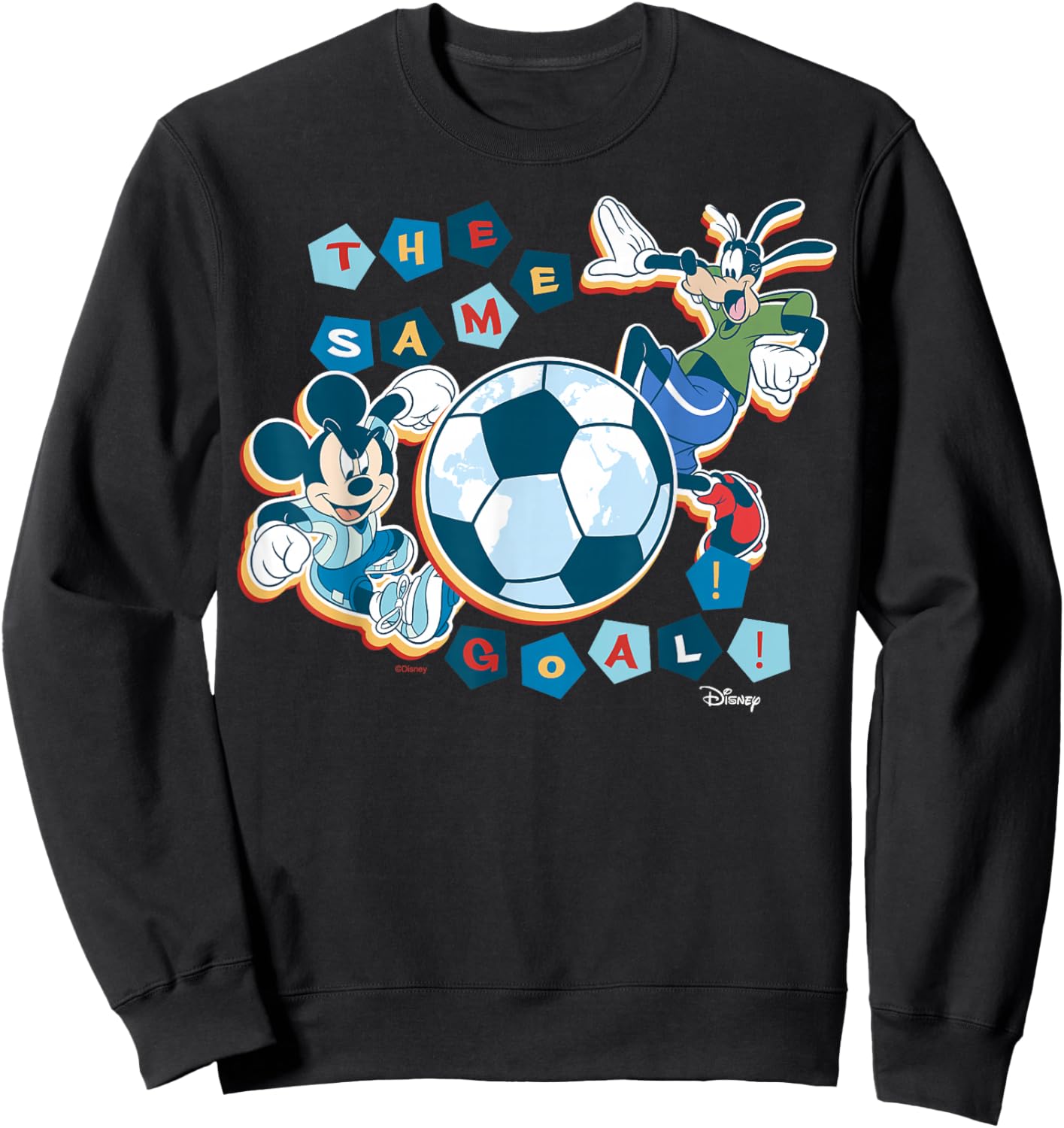 Disney Mickey Mouse Soccer Goofy Goal World Map Sweatshirt - Sweatshirt | Black