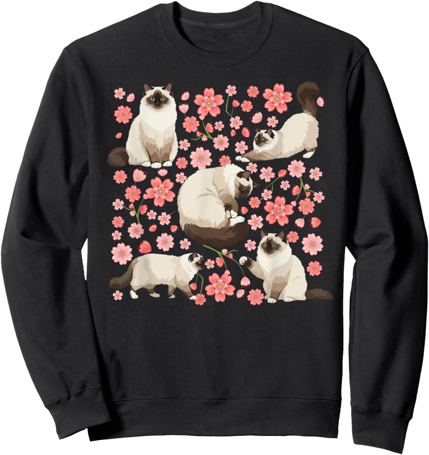 Birman Cat Owner Flowers Birman Cat Lover Sweatshirt - Sweatshirt | Black