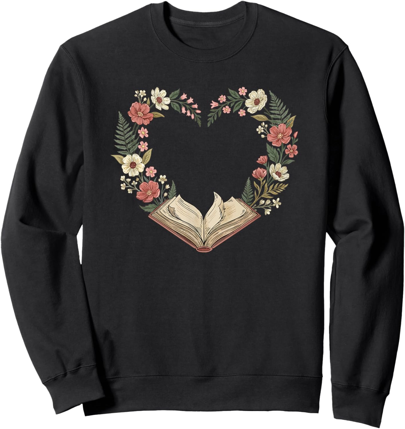 Vintage Book Lover Valentine Heart Sweatshirt - Sweatshirt | Black