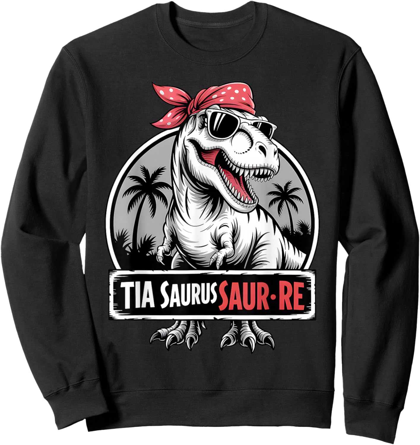 Spanish Mother's Day Tia Saurus Rex Cool Dinosaur Auntie Sweatshirt - Sweatshirt | Black