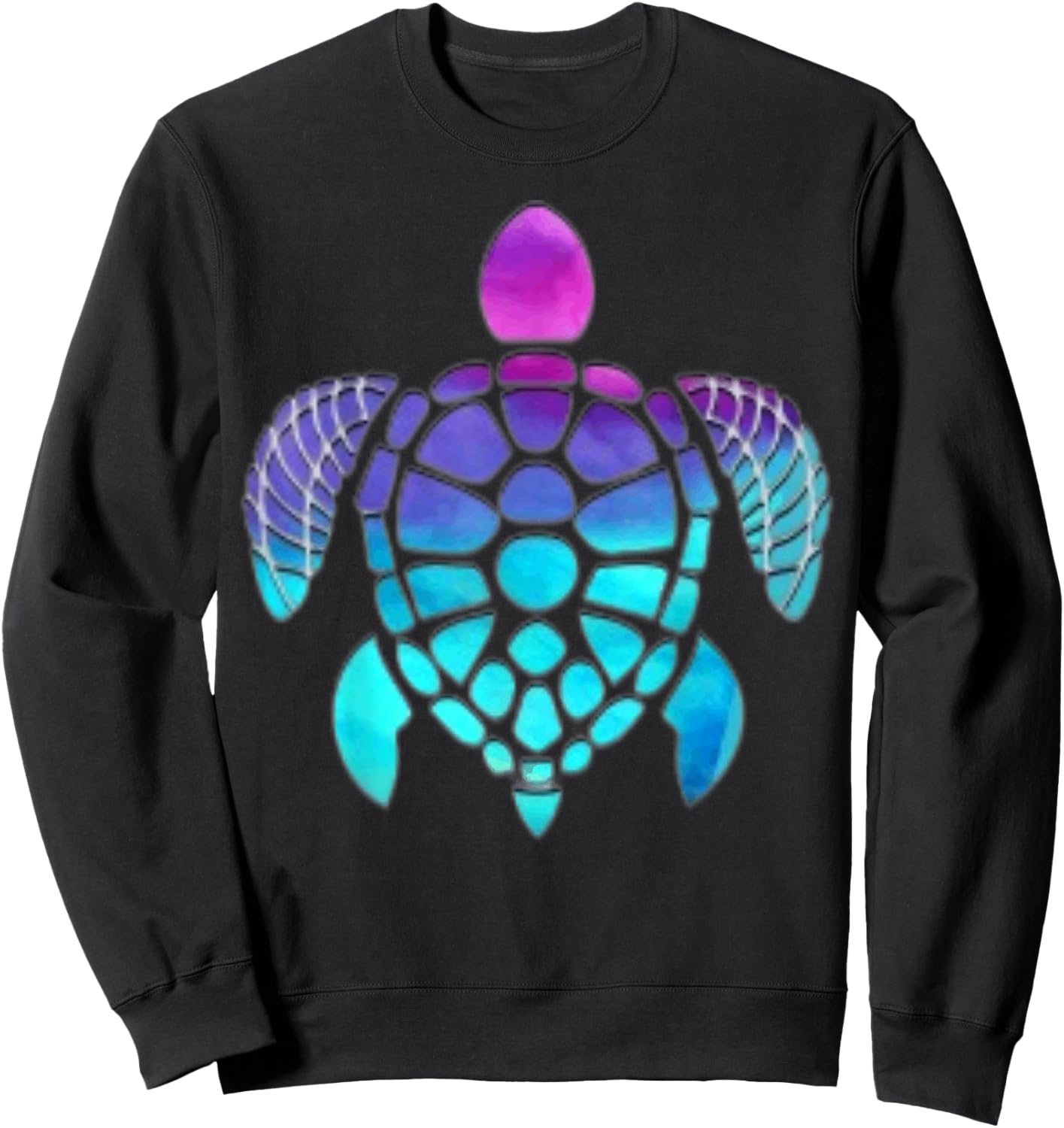 Purple Turquoise Turtle Light Silver Pattern Turtles Lover Sweatshirt - Sweatshirt | Black