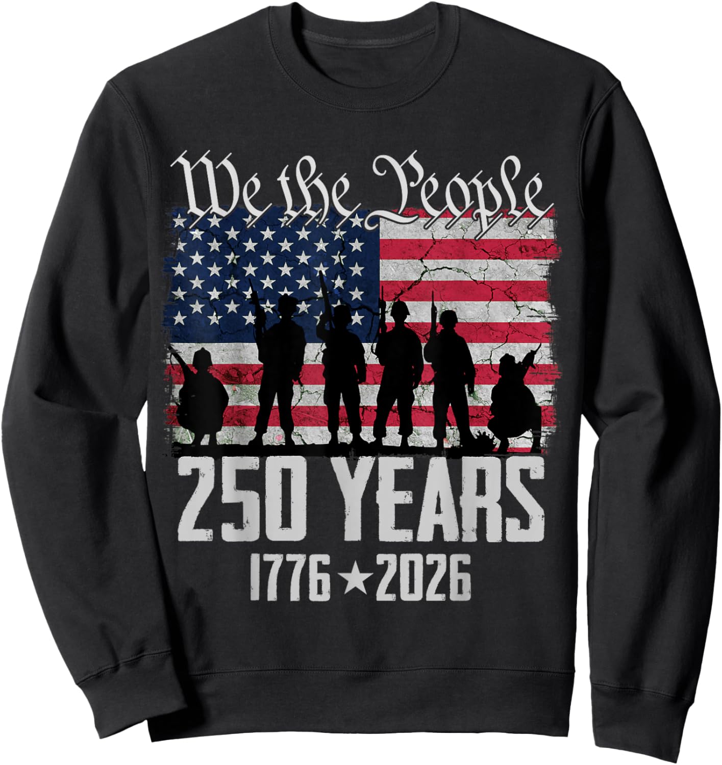 Flag Vintage 250 Years American 1776 2026 250th USA Birthday Sweatshirt - Sweatshirt | Black