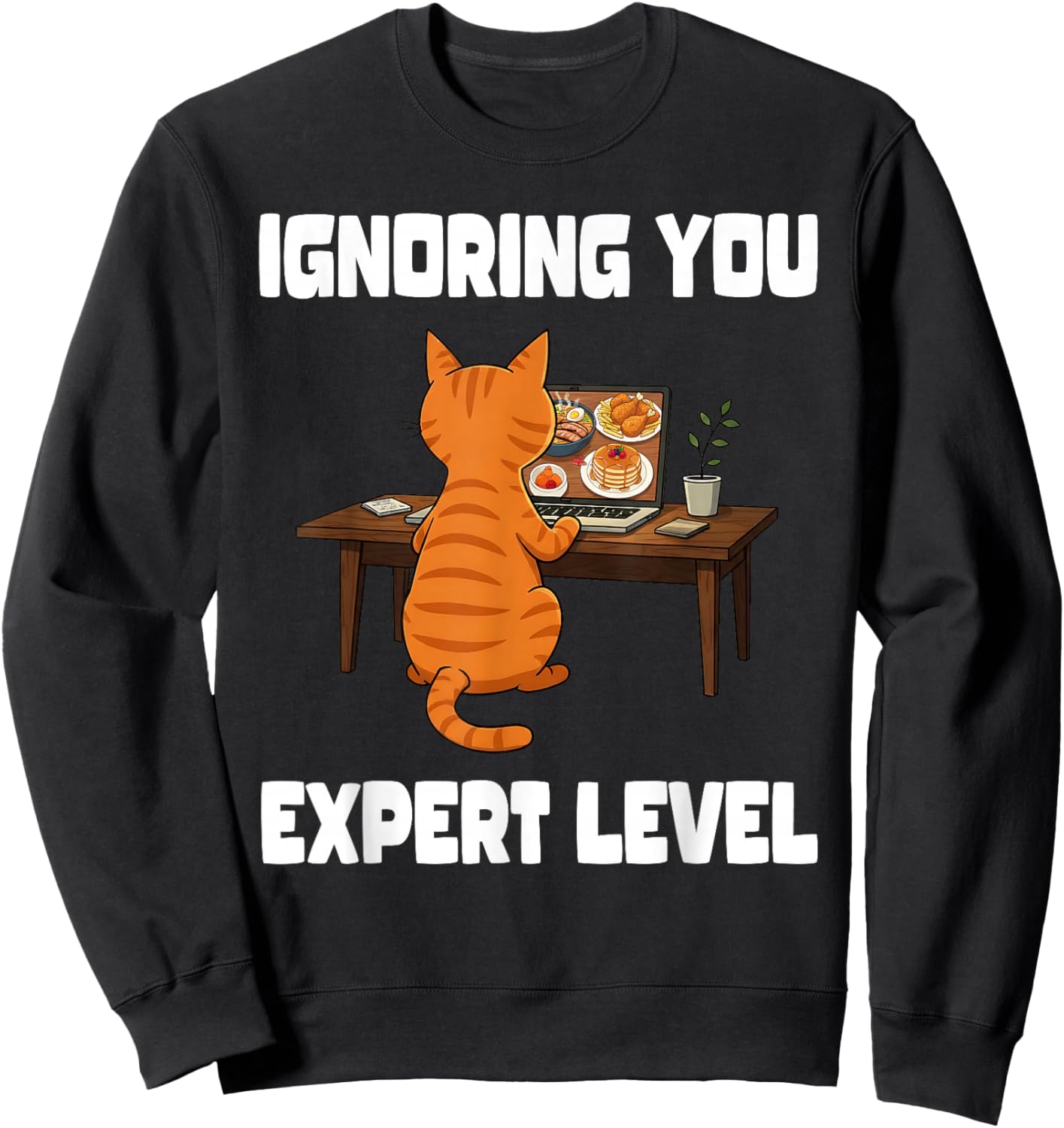 Funny Cat Ignoring You Expert Level Orange Tabby Introvert Sweatshirt - Sweatshirt | Black