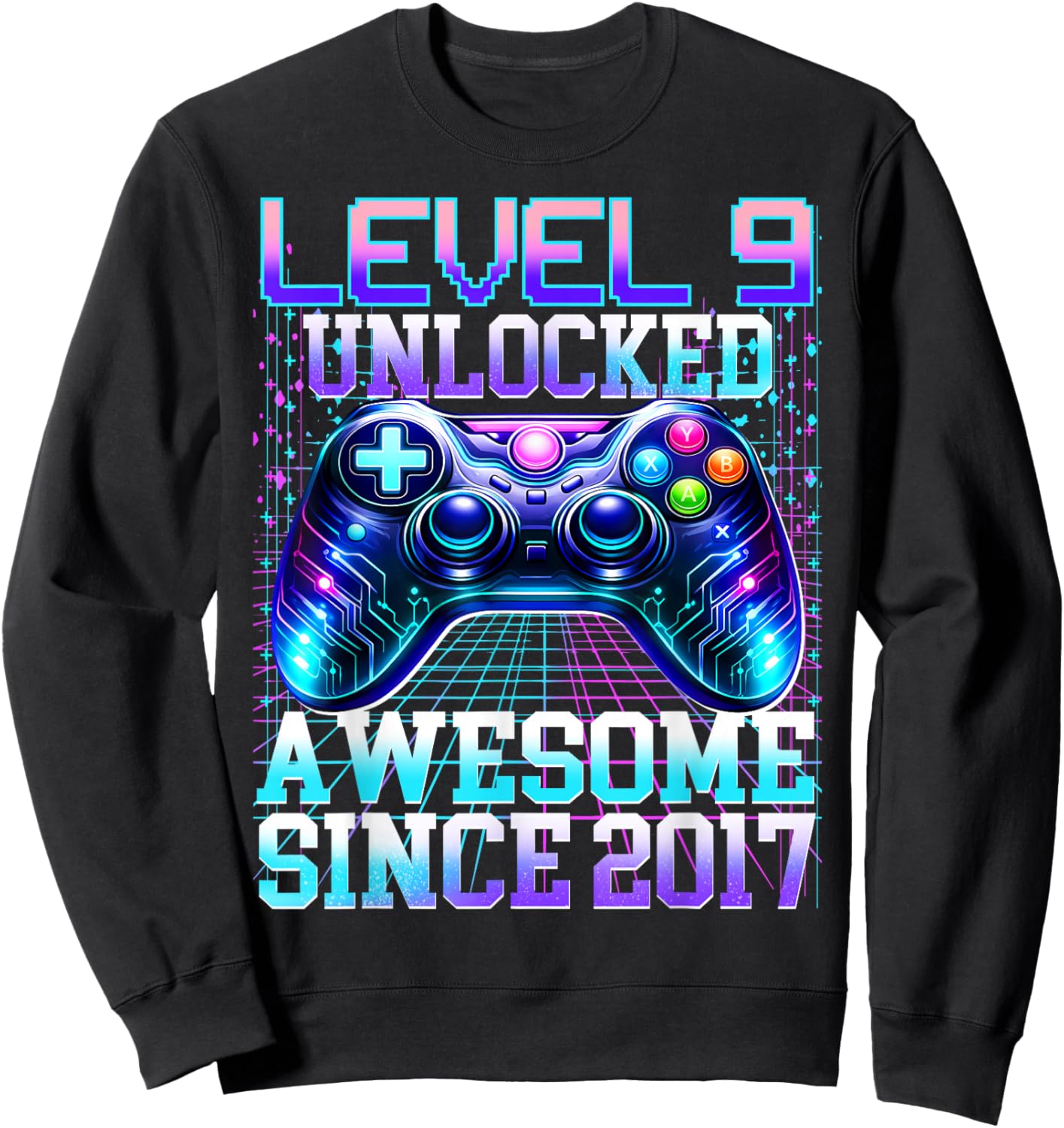 9th Birthday Boys Gamer Level 9 Unlocked Awesome 2017 Bday Sweatshirt - Sweatshirt | Black