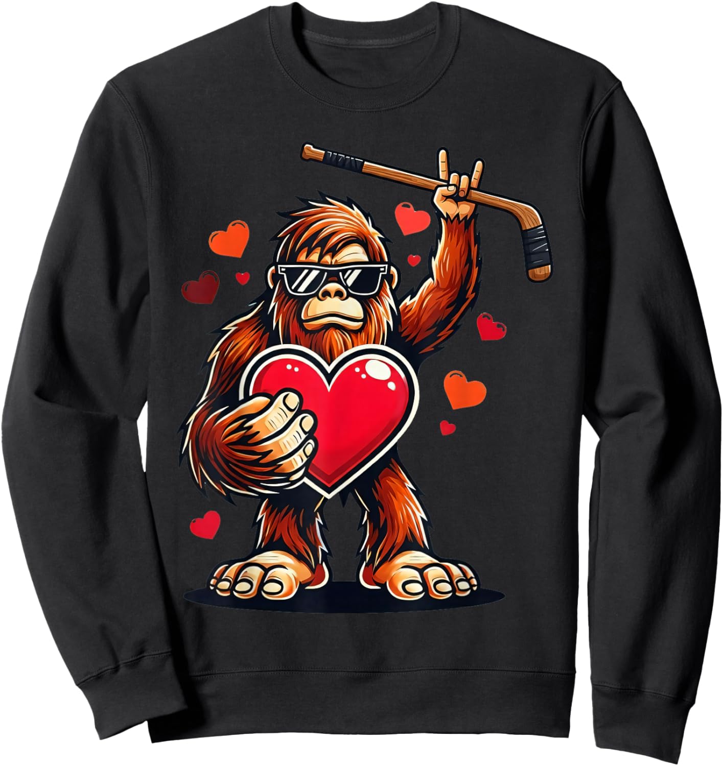 Ice Hockey Valentine 67 Six Seven Bigfoot Funny Heart Boys Sweatshirt - Sweatshirt | Black