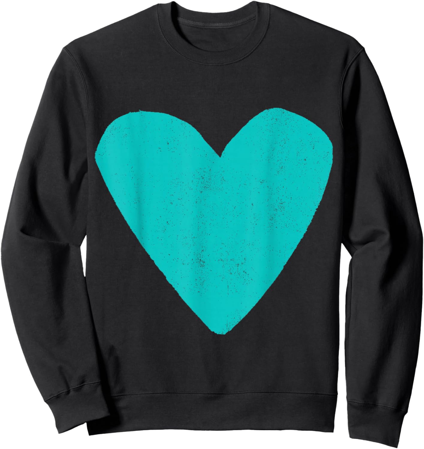 Love Heart Teal Turquoise Color Black Sweatshirt - Sweatshirt | Black