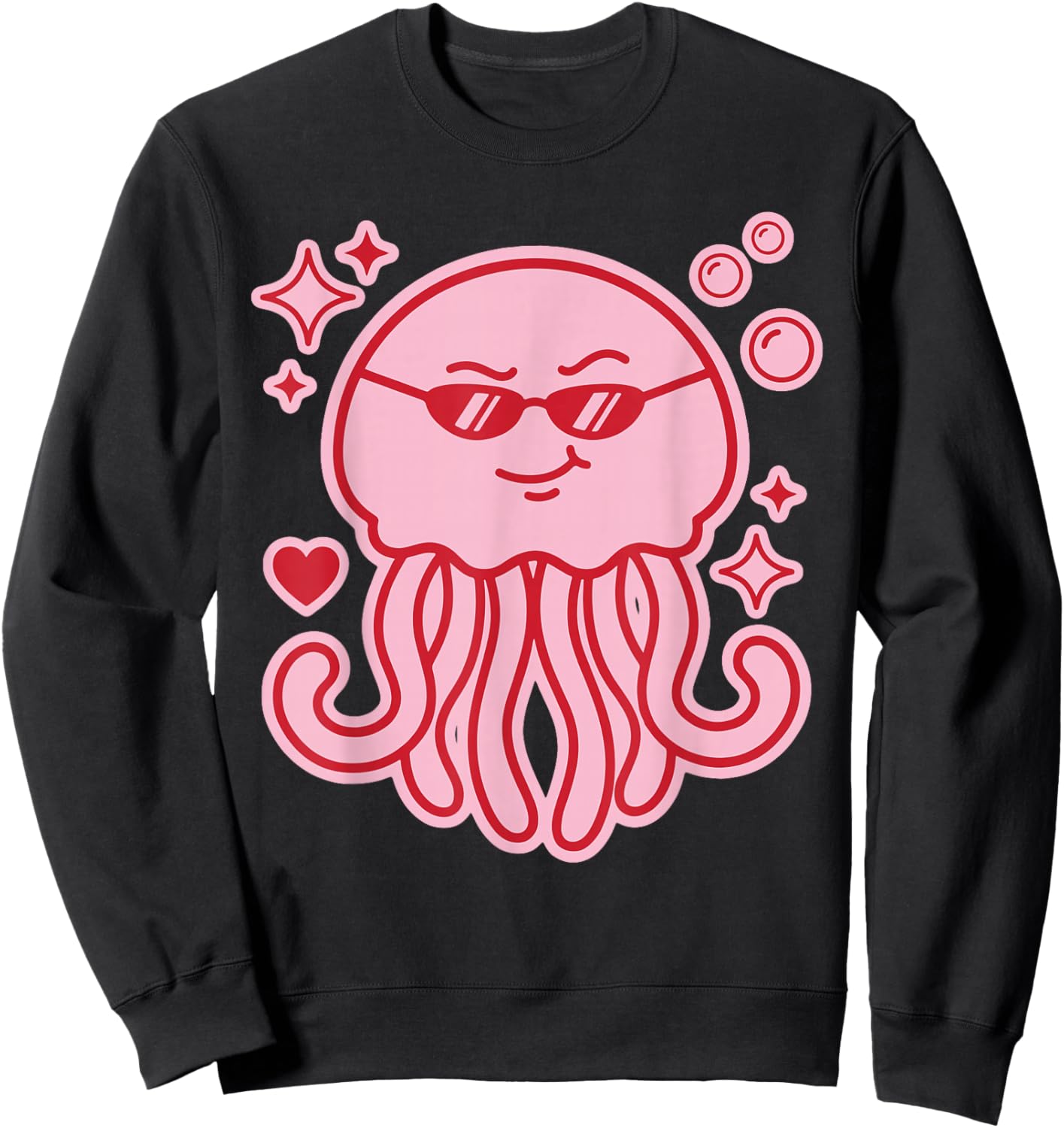 Y2K Cute Kawaii Pink Jellyfish Sweatshirt - Sweatshirt | Black