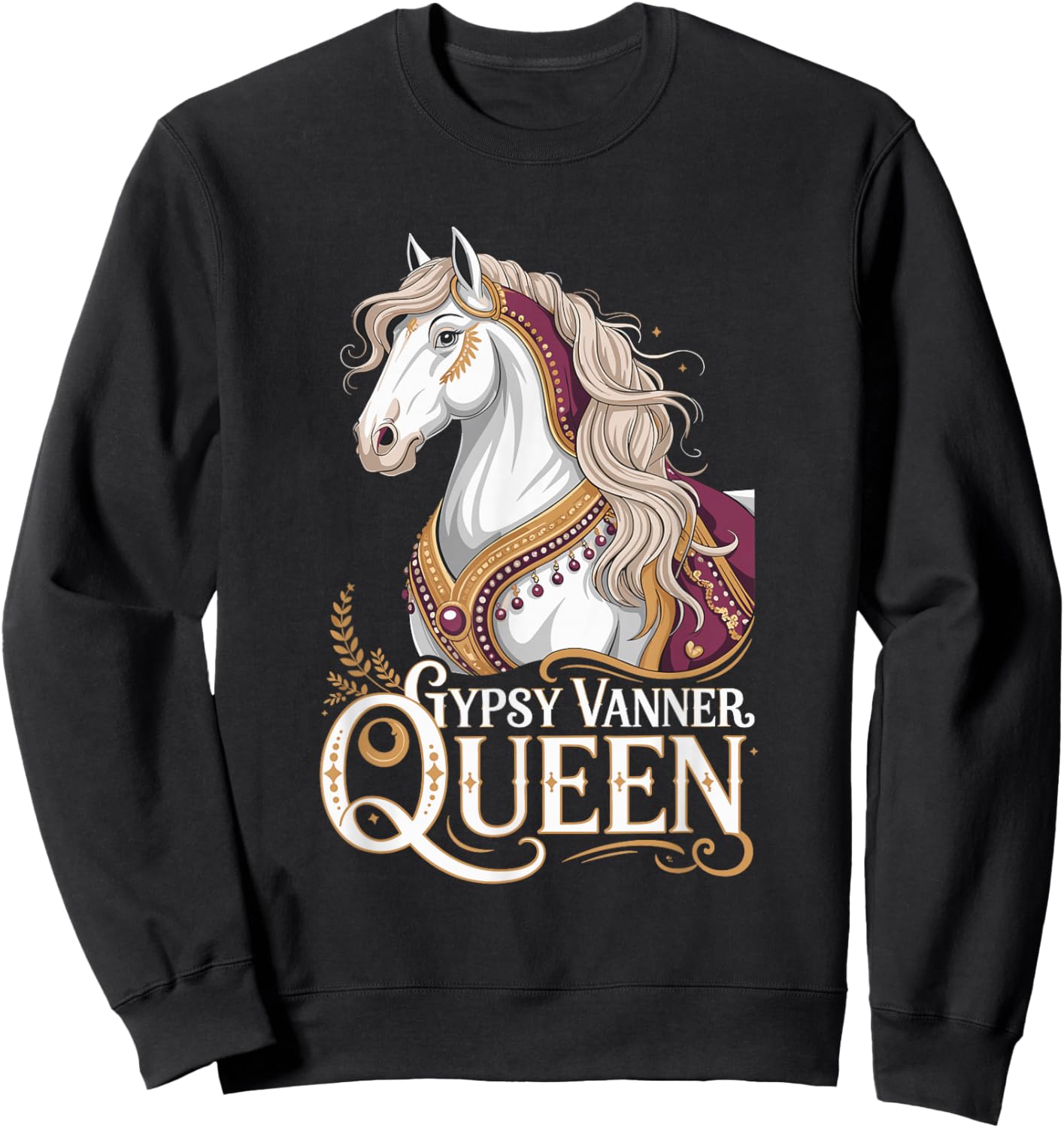 Gypsy Vanner Queen Horse Love Equestrian Sweatshirt - Sweatshirt | Black