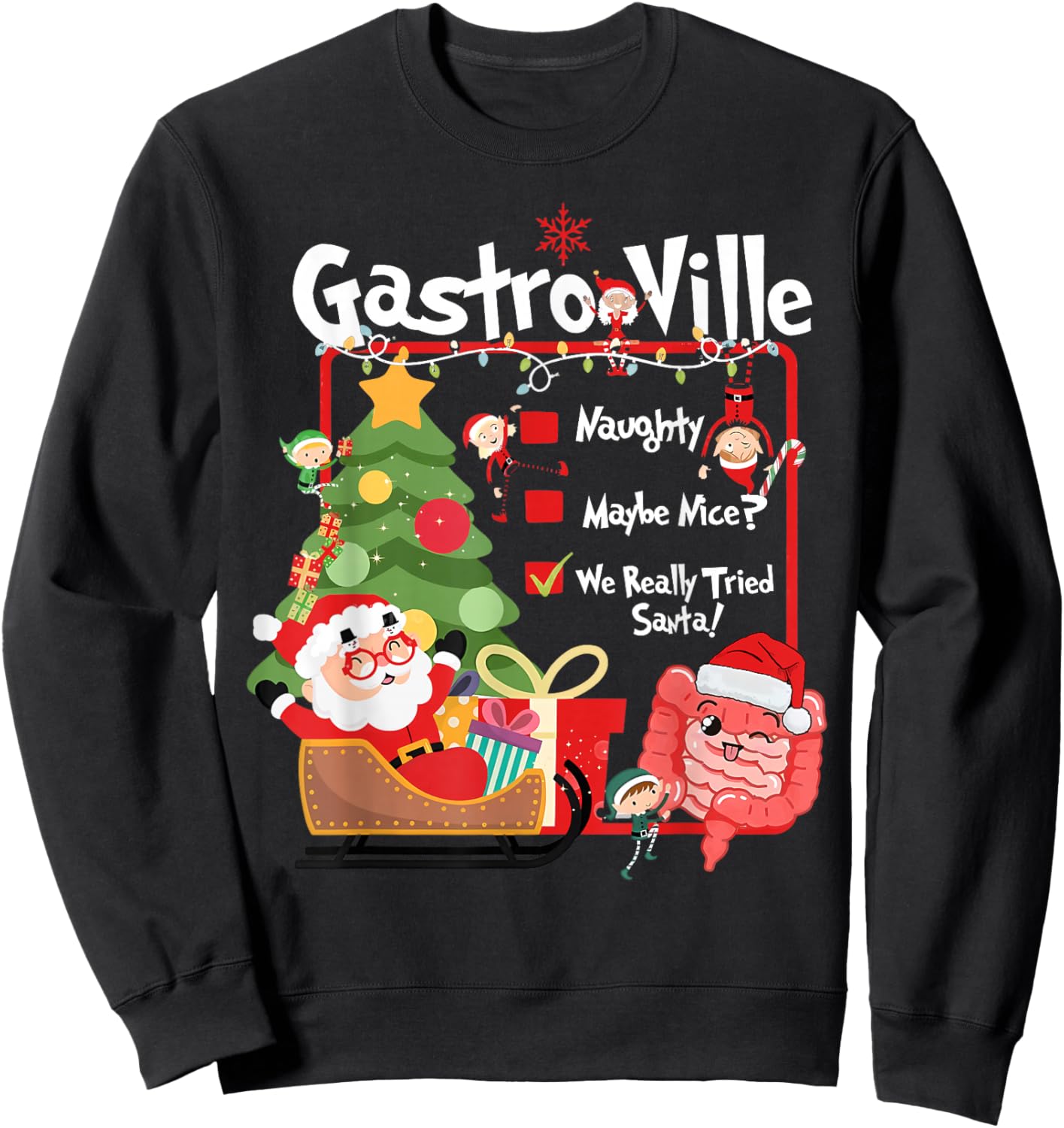 Gastroenterology Christmas List Tech RN GI Endoscopy Nurse Sweatshirt - Sweatshirt | Black