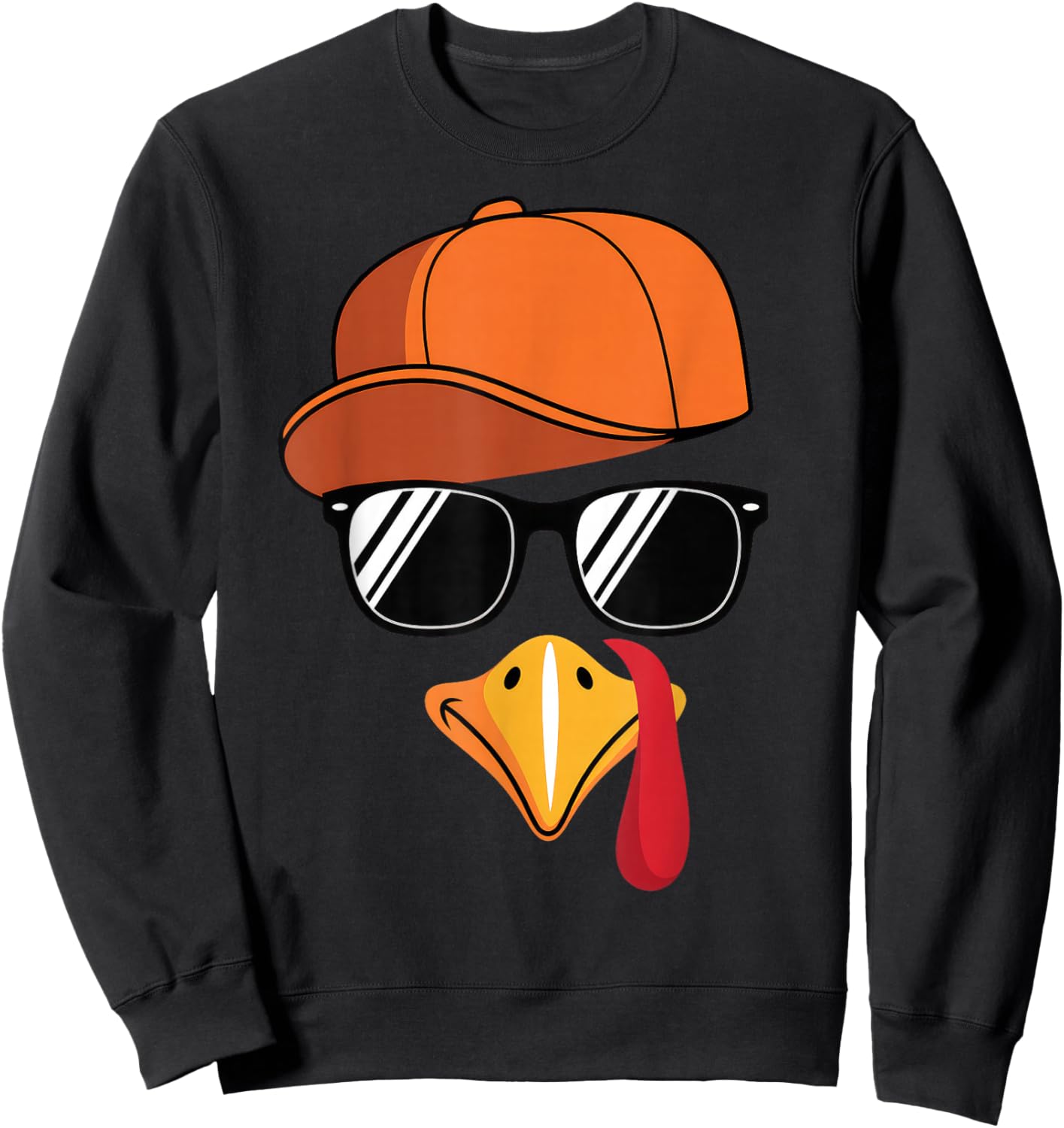 Turkey Face Thanksgiving Sweatshirt - Sweatshirt | Black