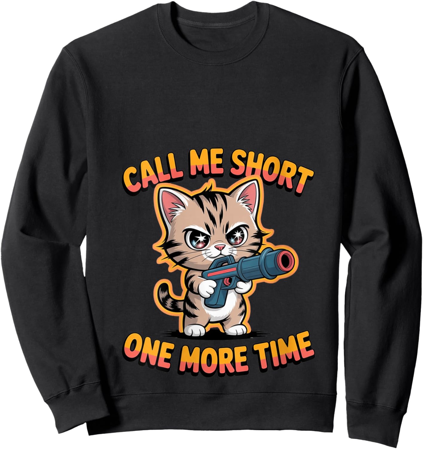 Women's Call Me Short Ones More Times Funny Cat V-Neck Sweatshirt - Sweatshirt | Black
