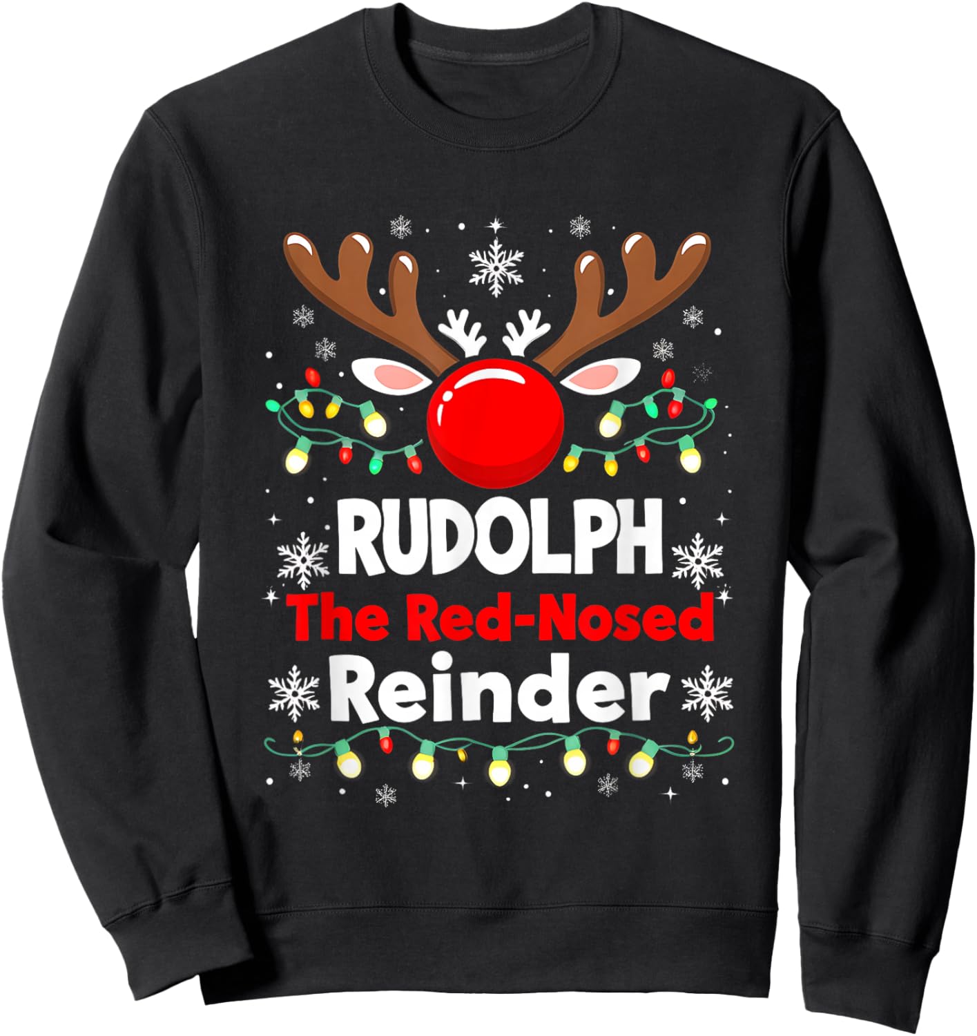Rudolph Team Red-Nosed Reindeer Holiday Humor Group Sweatshirt - Sweatshirt | Black