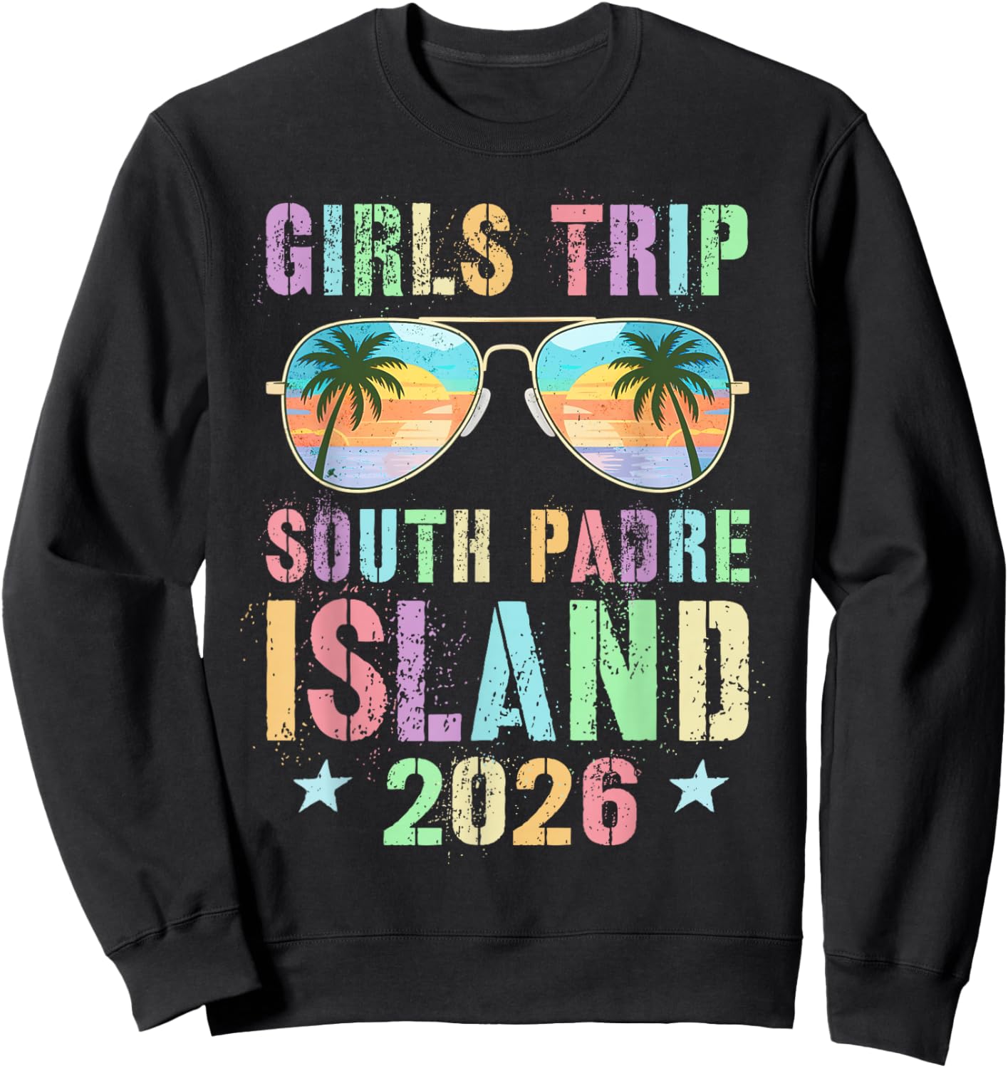 Vintage Girls Trip South Padre Island 2026 Travel Holiday Sweatshirt - Sweatshirt | Black
