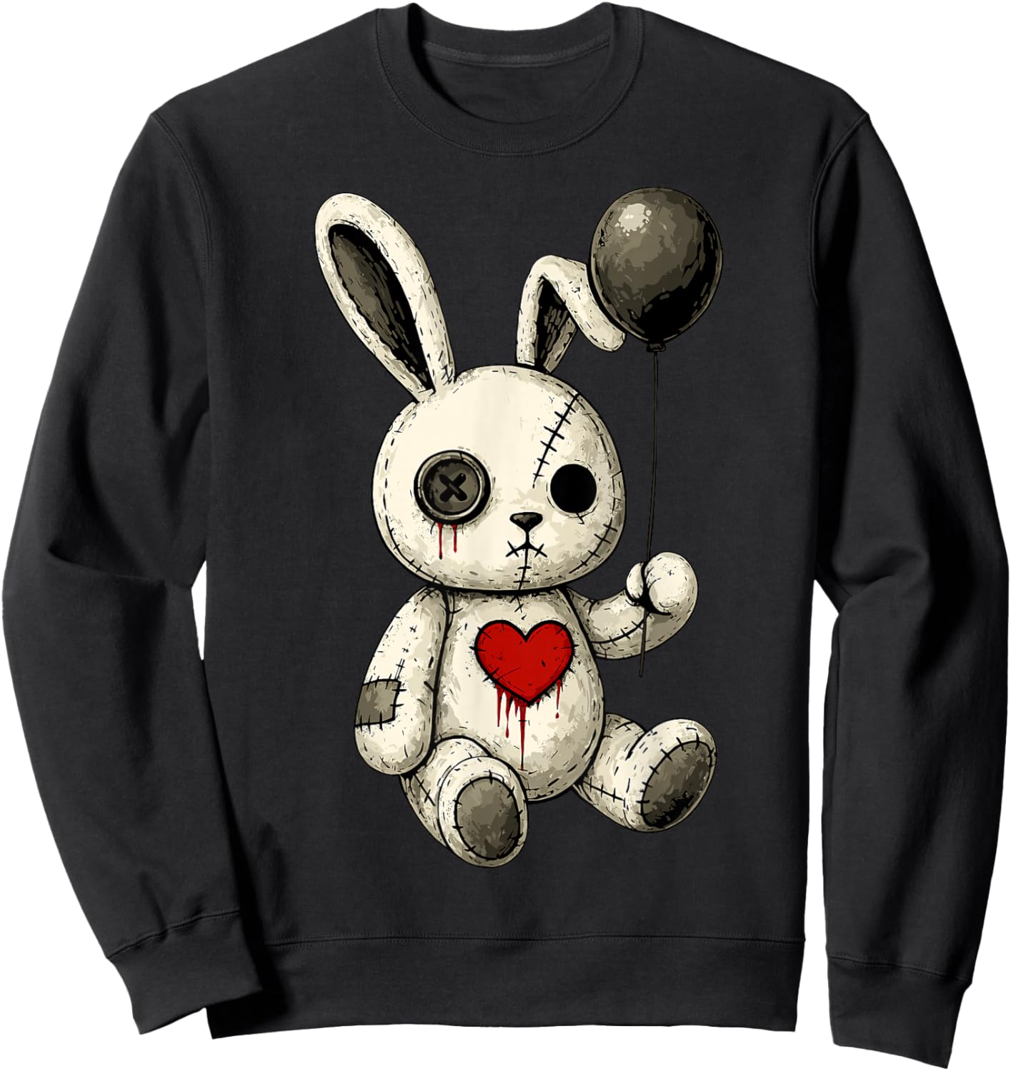 Creepy Cute Bunny Voodoo Doll Pastel Goth Horror Lover Sweatshirt - Sweatshirt | Black
