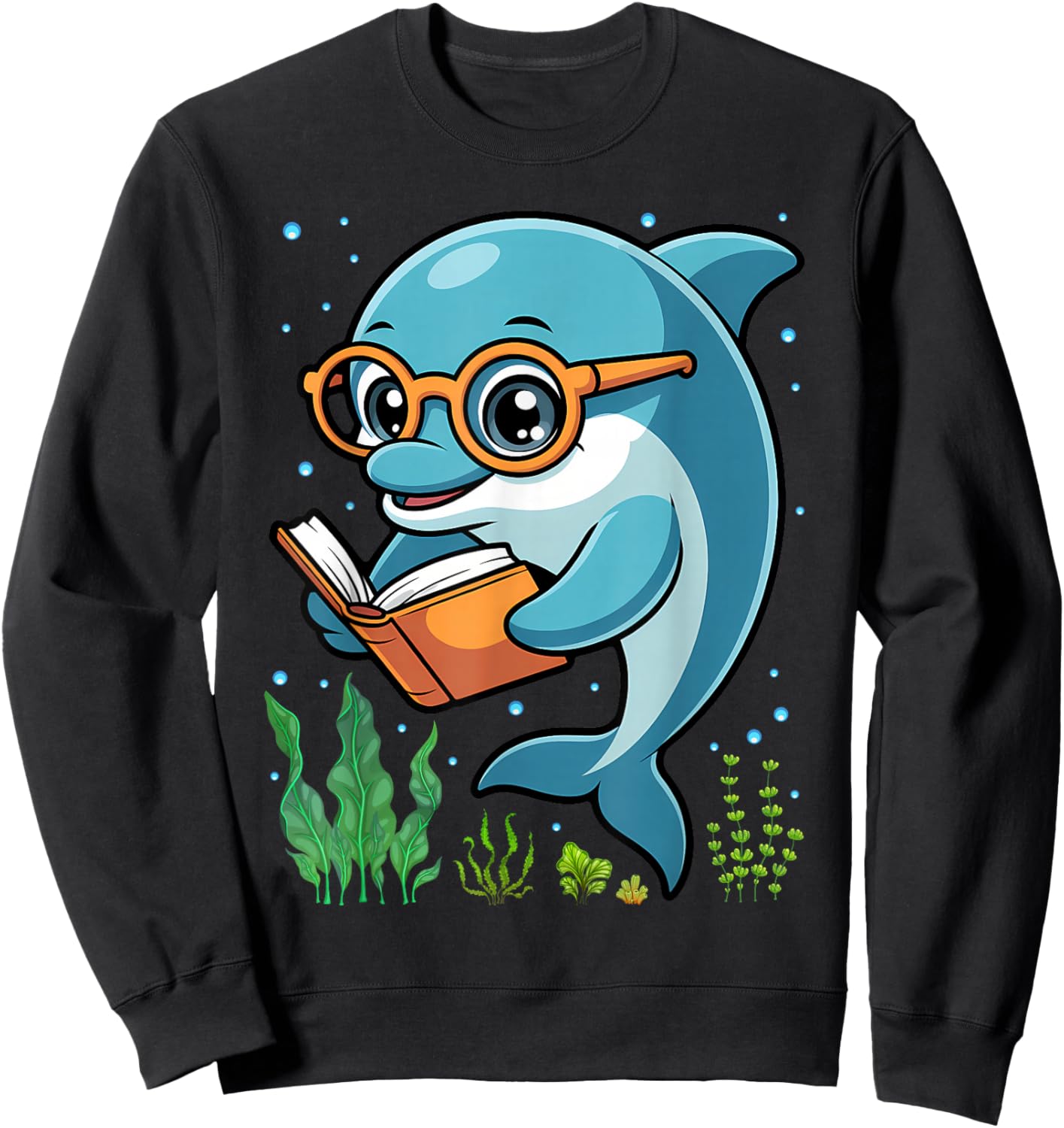 Dolphin Reading Book Matching Bookworm Librarian Books Lover Sweatshirt - Sweatshirt | Black