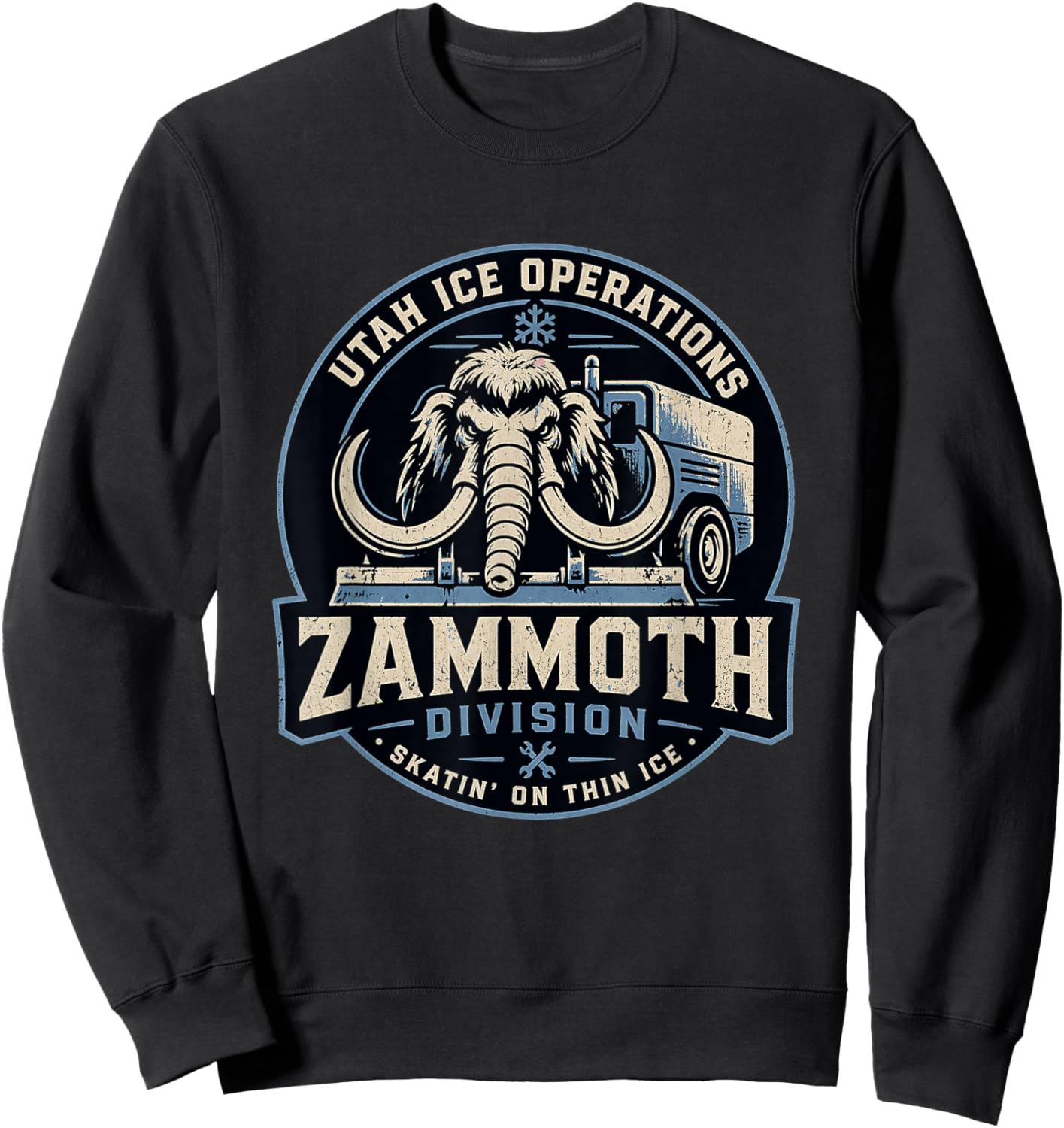 Zammoth Crew Mammoth Ice Machine Utah Fan Funny Hockey Sweatshirt - Sweatshirt | Black
