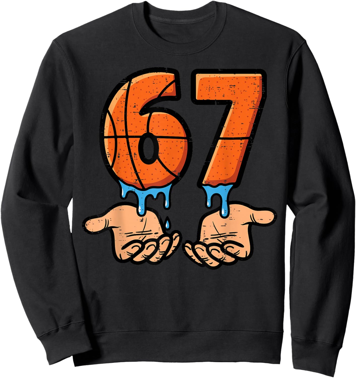 6 7 Meme Basketball Drip Funny 67 Six Seven Kids Boys Youth Sweatshirt - Sweatshirt | Black