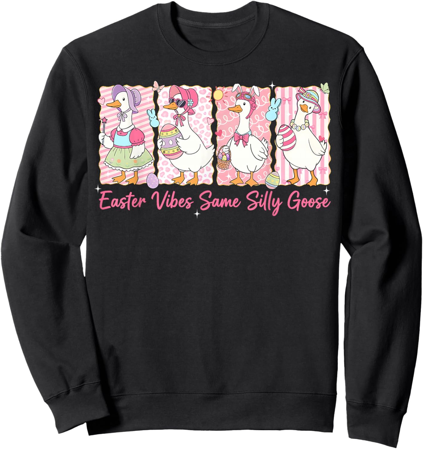 Preppy Easter Vibes Same Silly Goose Coquette Kids Girls Sweatshirt - Sweatshirt | Black