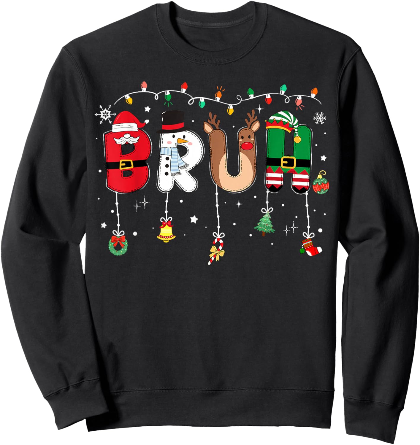 Bruh Funny Christmas Teens Boys Kids Xmas Pajamas Sweatshirt - Sweatshirt | Black
