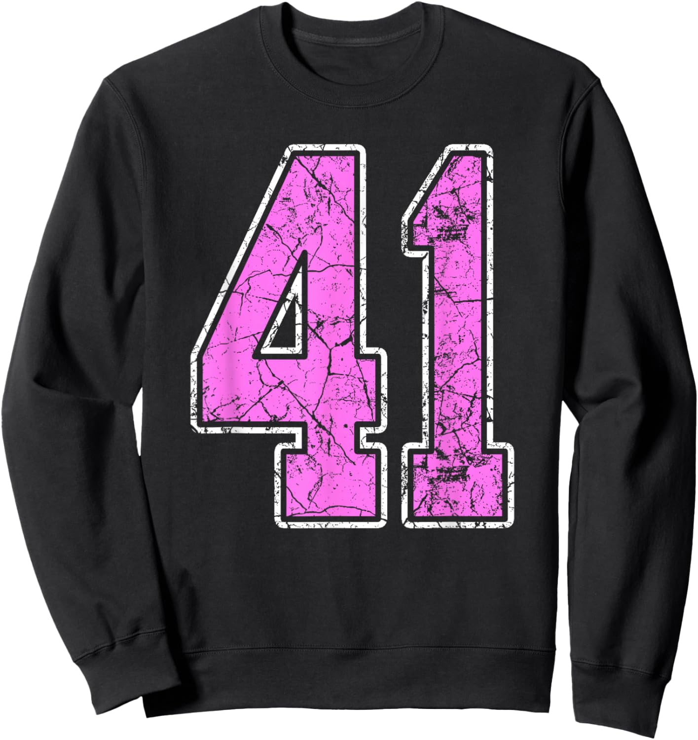 Grunge Pink and Pink Number 41 Jersey Player Uniform #41 Sweatshirt - Sweatshirt | Black