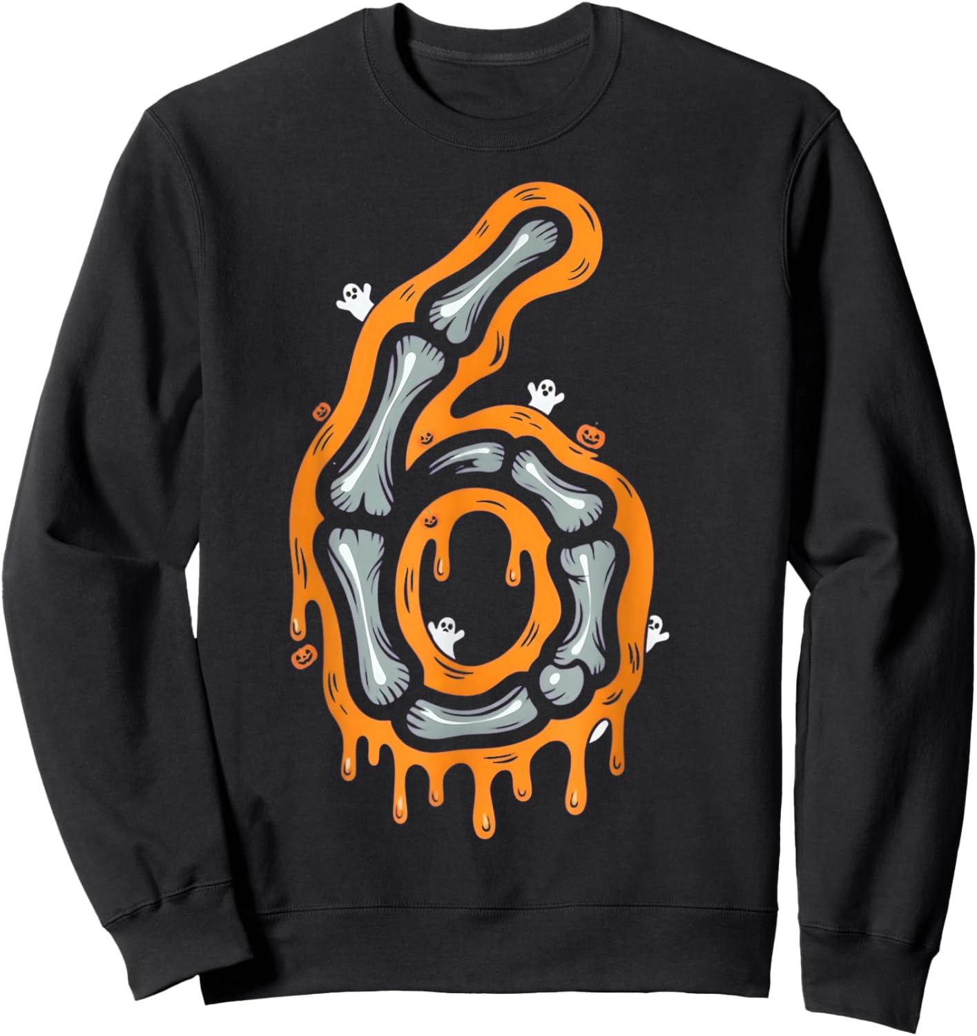 Six Seven Meme 6 7 Skeleton Halloween Costume Couple Sweatshirt - Sweatshirt | Black