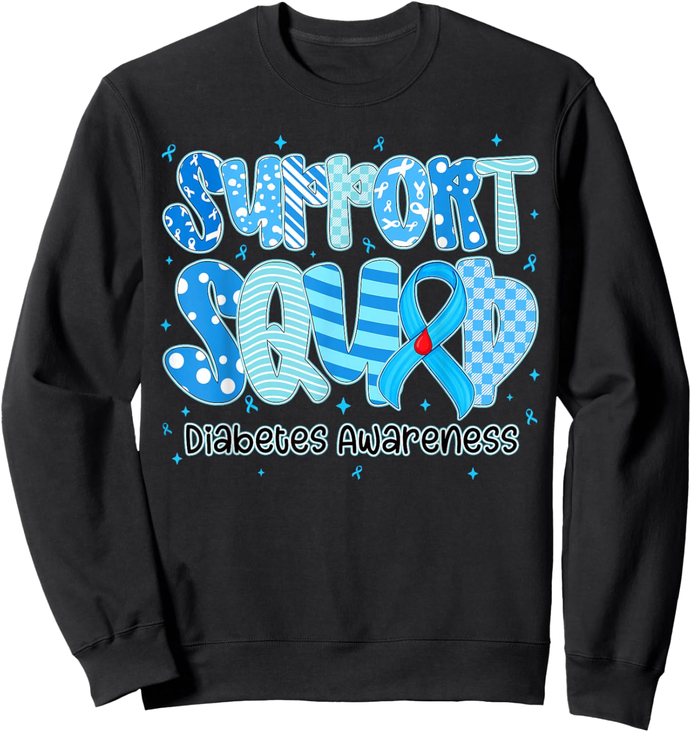 in November We Wear Blue Diabetes Awareness Support Squad Sweatshirt - Sweatshirt | Black