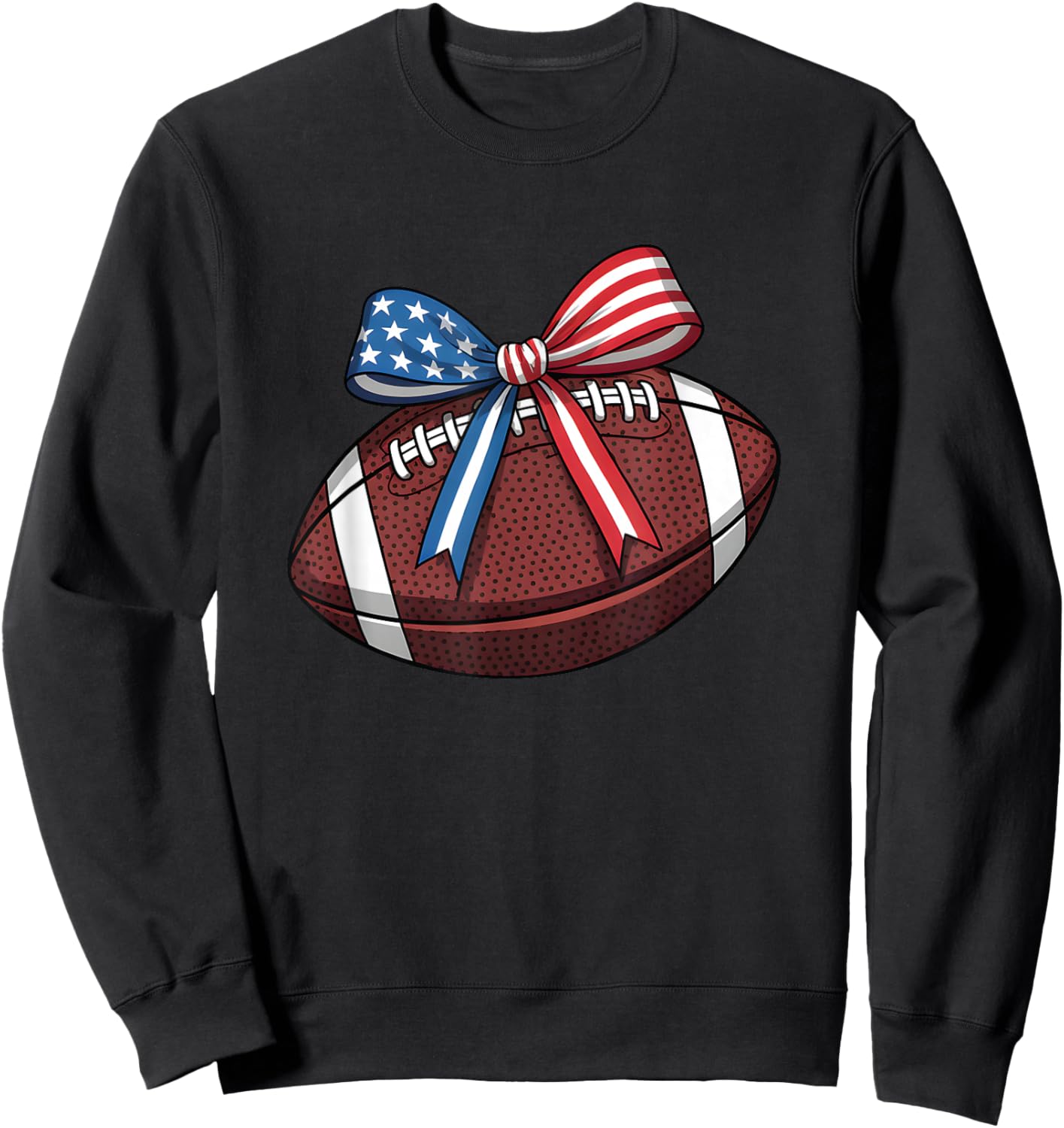 Football Bow Patriotic Women Football Coquette Sweatshirt - Sweatshirt | Black
