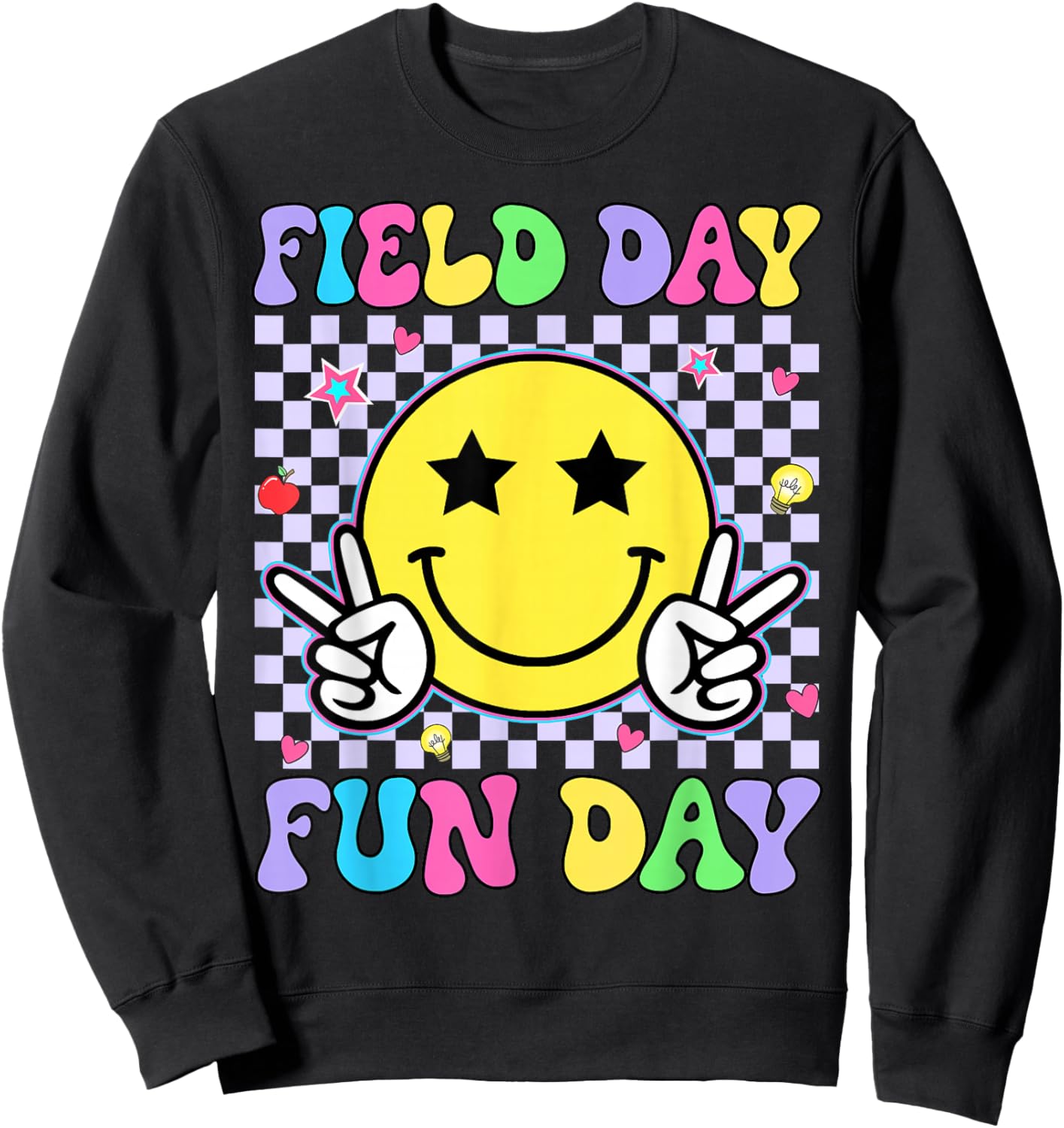 Retro Groovy Field Day Fun Day Teacher Kids Field Day 2026 Sweatshirt - Sweatshirt | Black