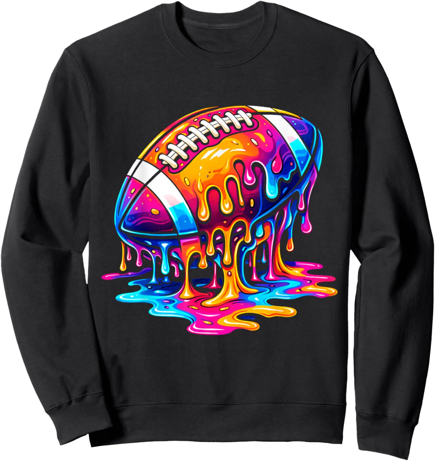 Colorful Ice Cream Drip Football Boys Kids Sport Lovers Sweatshirt - Sweatshirt | Black