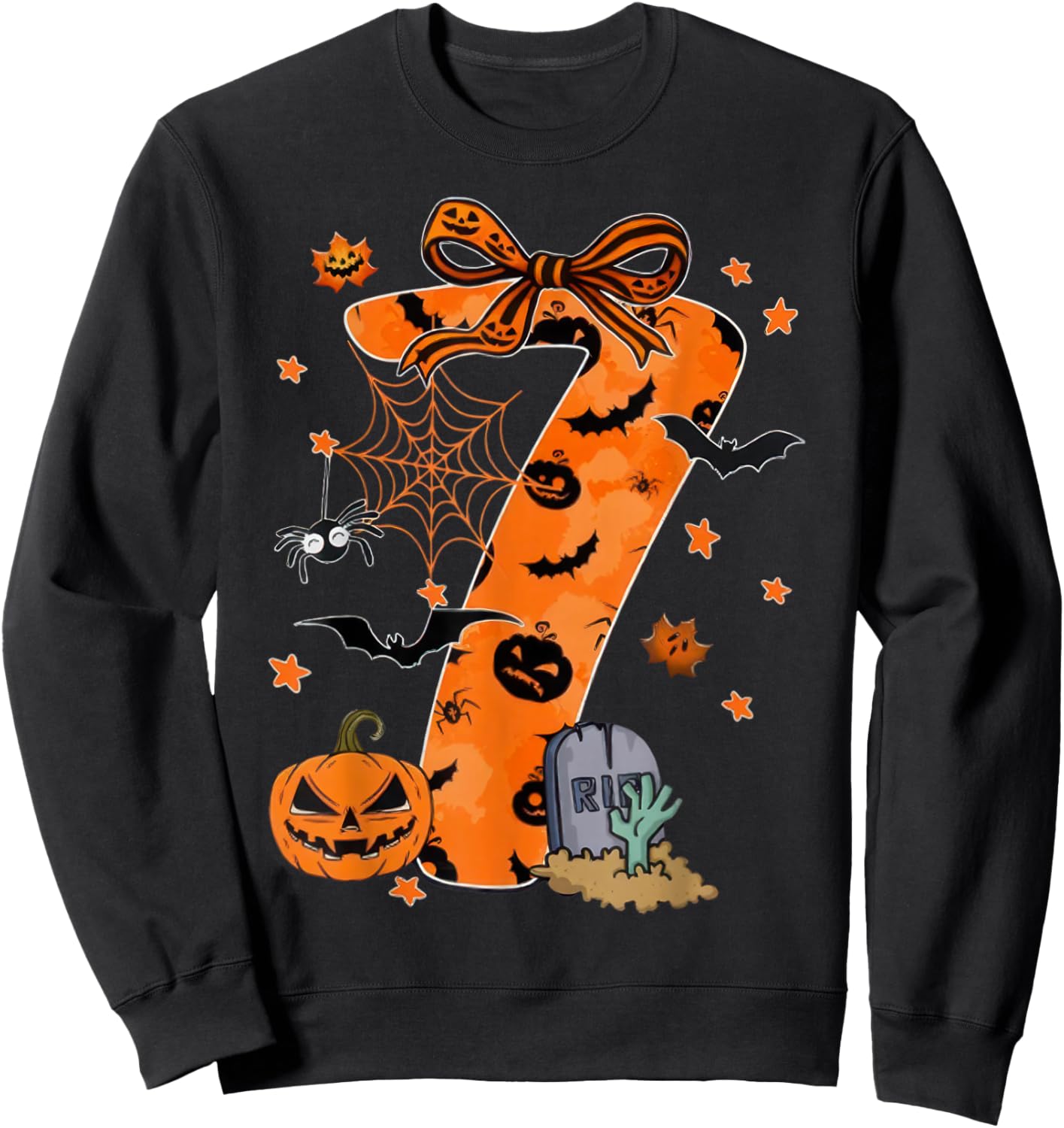 Fun Six Seven 6 7 Meme Design Couples Halloween Sweatshirt - Sweatshirt | Black