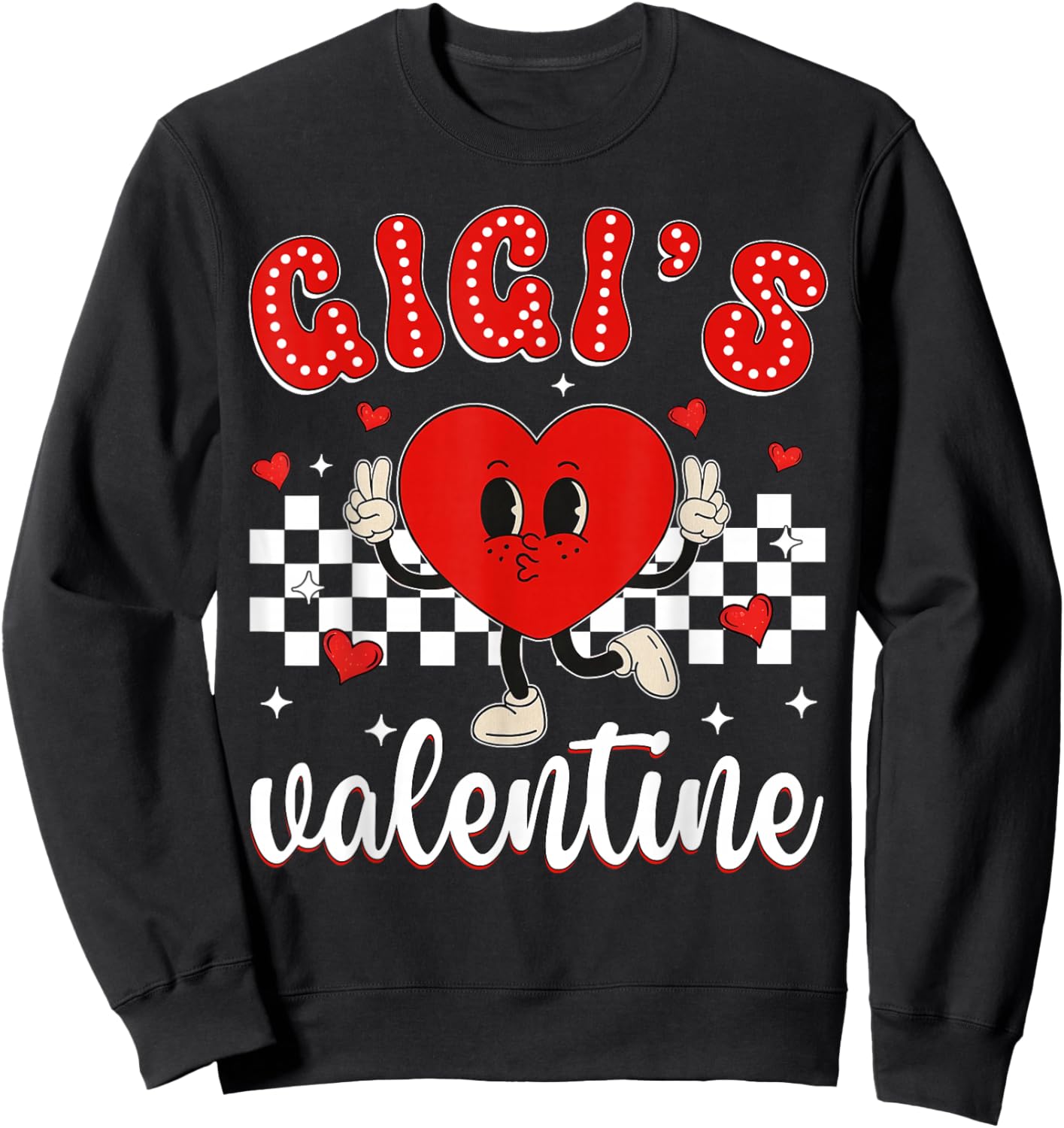 Gigi's Valentine Heart Cute Kids Retro Groovy Boy Girl Sweatshirt - Sweatshirt | Black