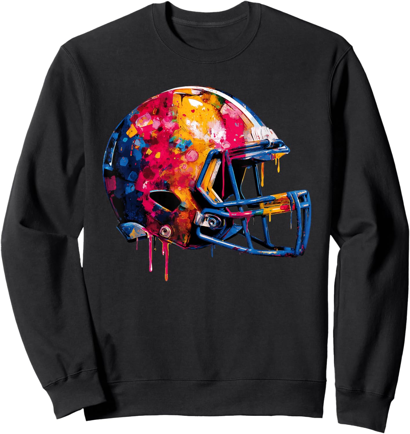 Football Helmet Drip Game Day Graphic Sweatshirt - Sweatshirt | Black