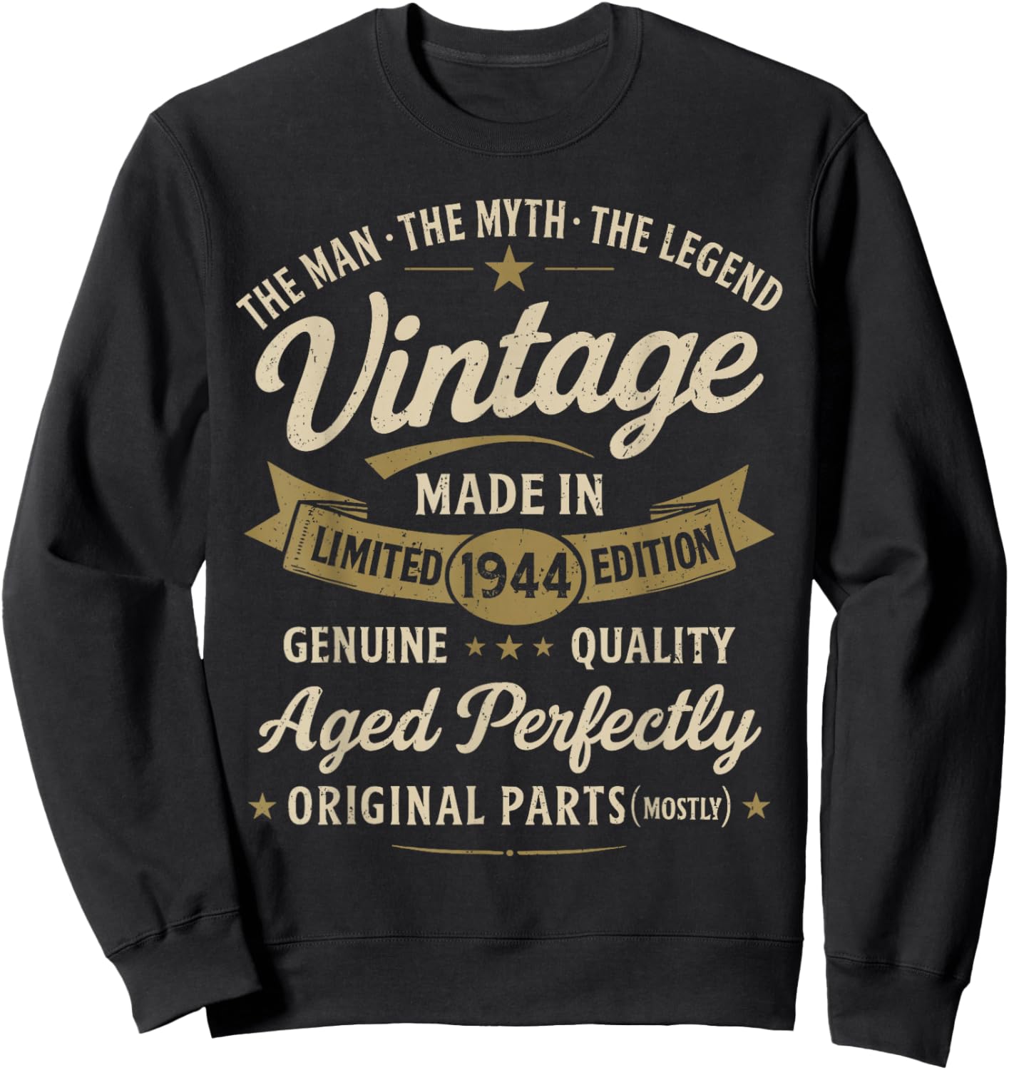 82nd Birthday Gift Vintage 1944 Men Funny 82 Years Old 1944 Sweatshirt - Sweatshirt | Black