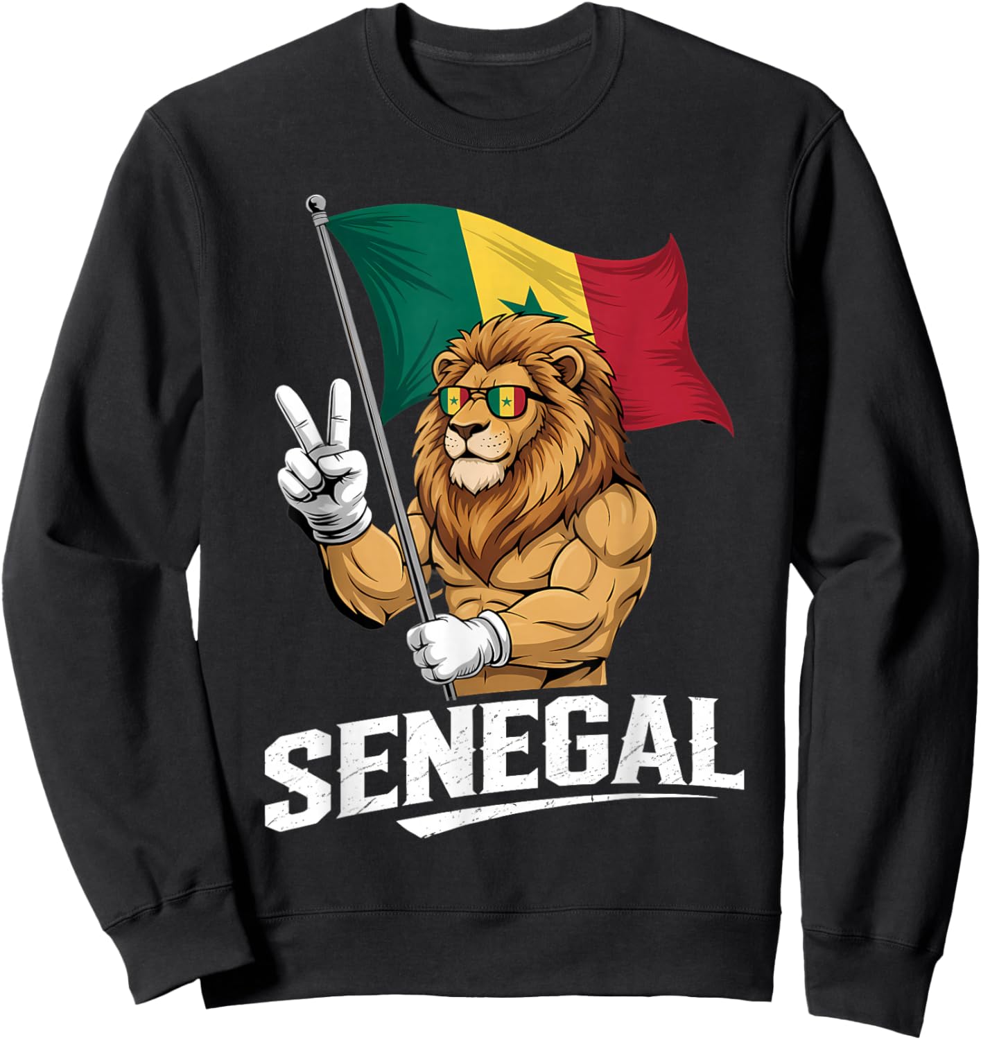 Senegal Roots Lion Senegalese Flag Sweatshirt - Sweatshirt | Black