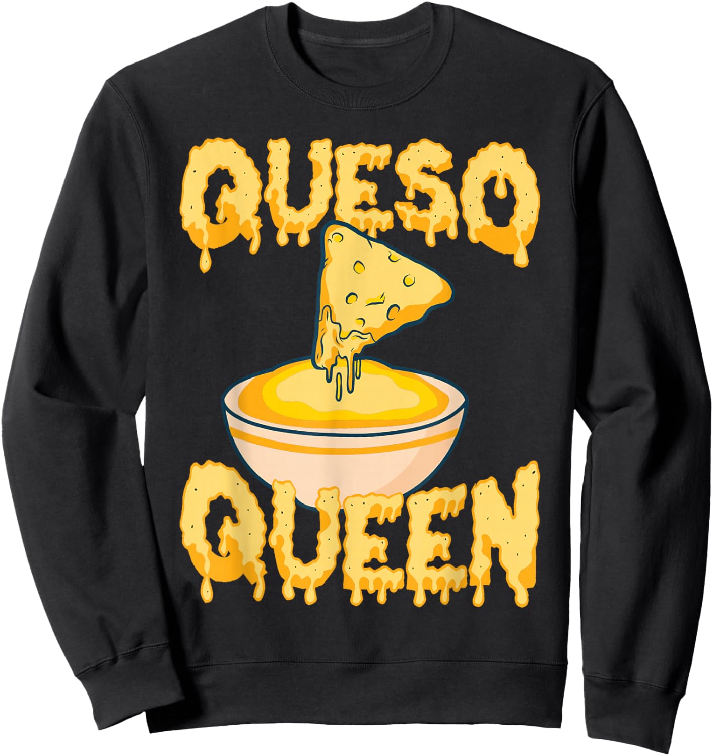 Funny Queso Design Girls Kids Cheese Queso Lover Sweatshirt - Sweatshirt | Black