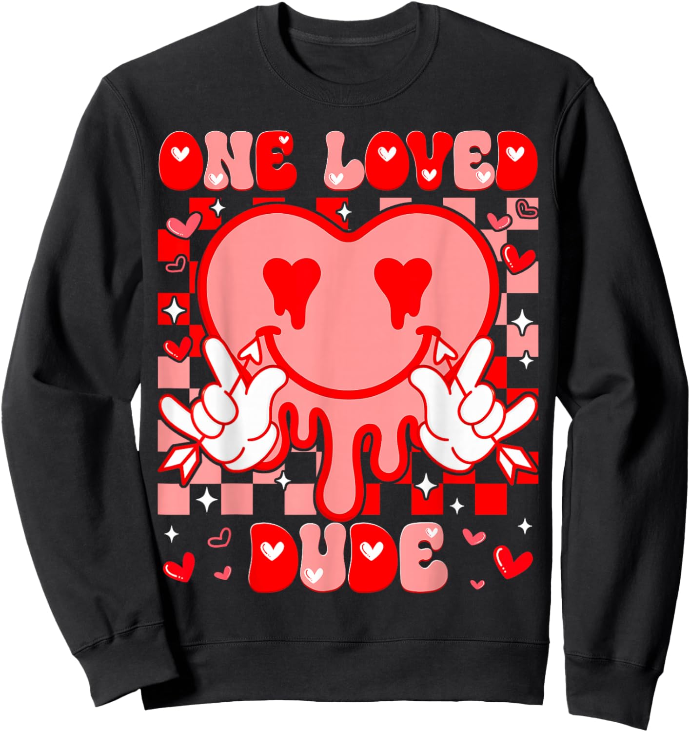 One Love Dude Heart Dripping Peace Sign Valentine Men Boy Sweatshirt - Sweatshirt | Black