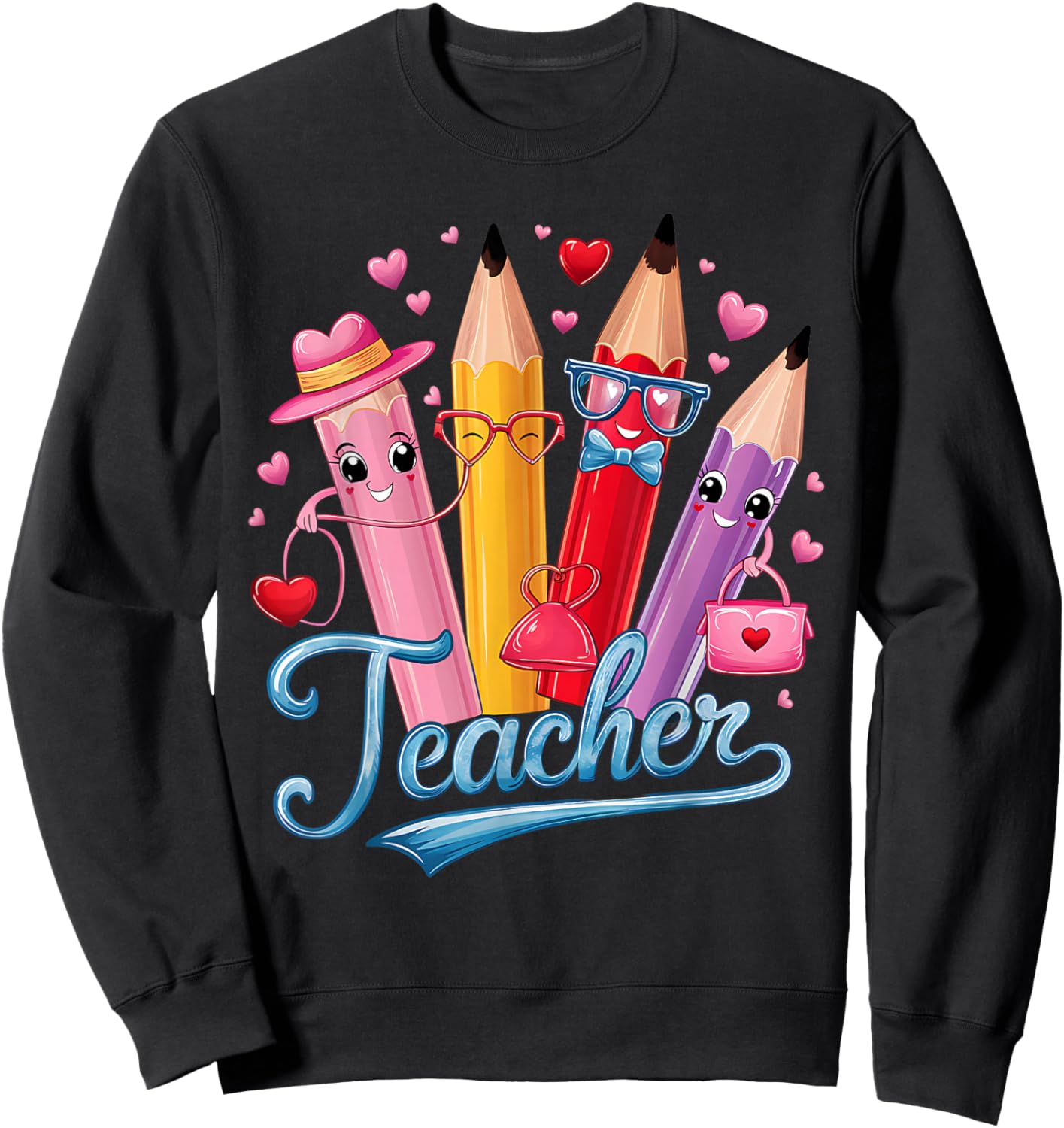 Funny Teacher Valentine Art Classroom Love Theme Sweatshirt - Sweatshirt | Black