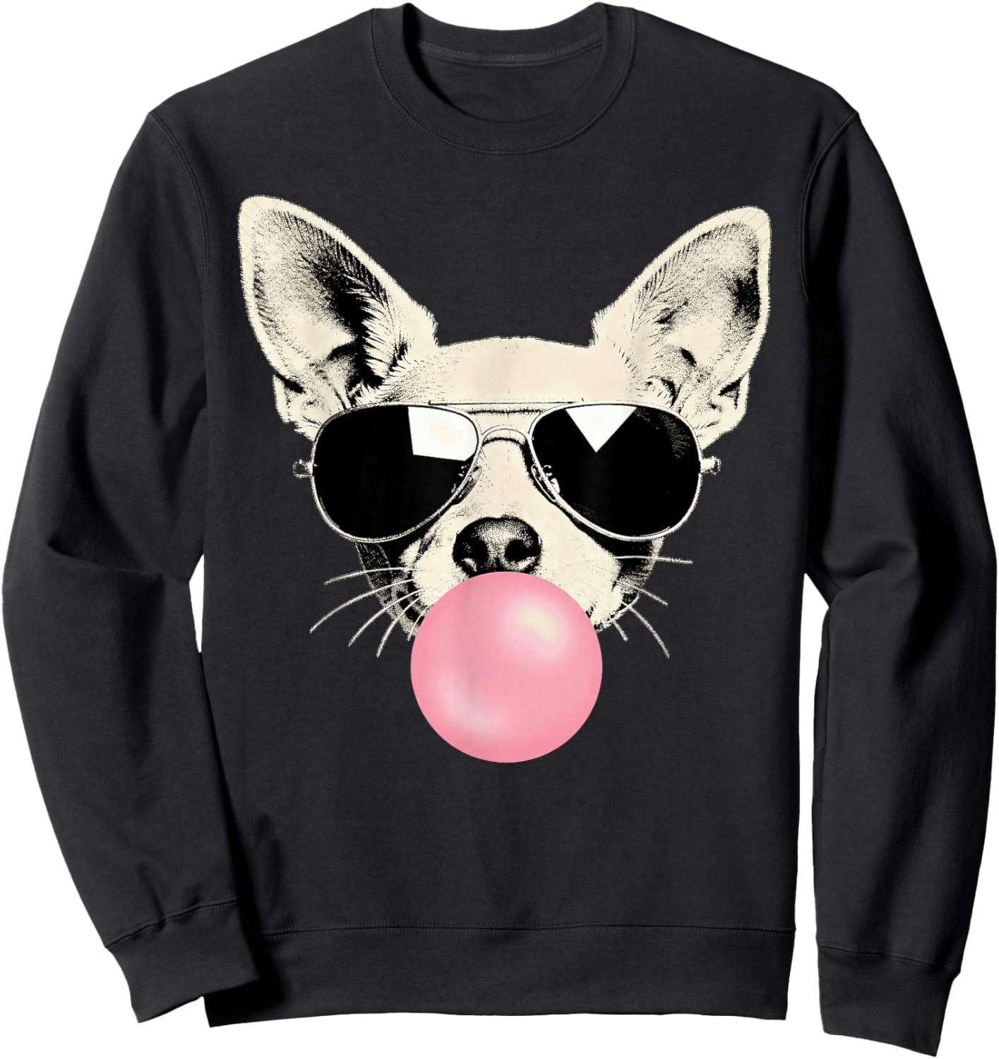 Funny Chihuahua Bubblegum Sunglasses Dog Meme Sweatshirt - Sweatshirt | Black