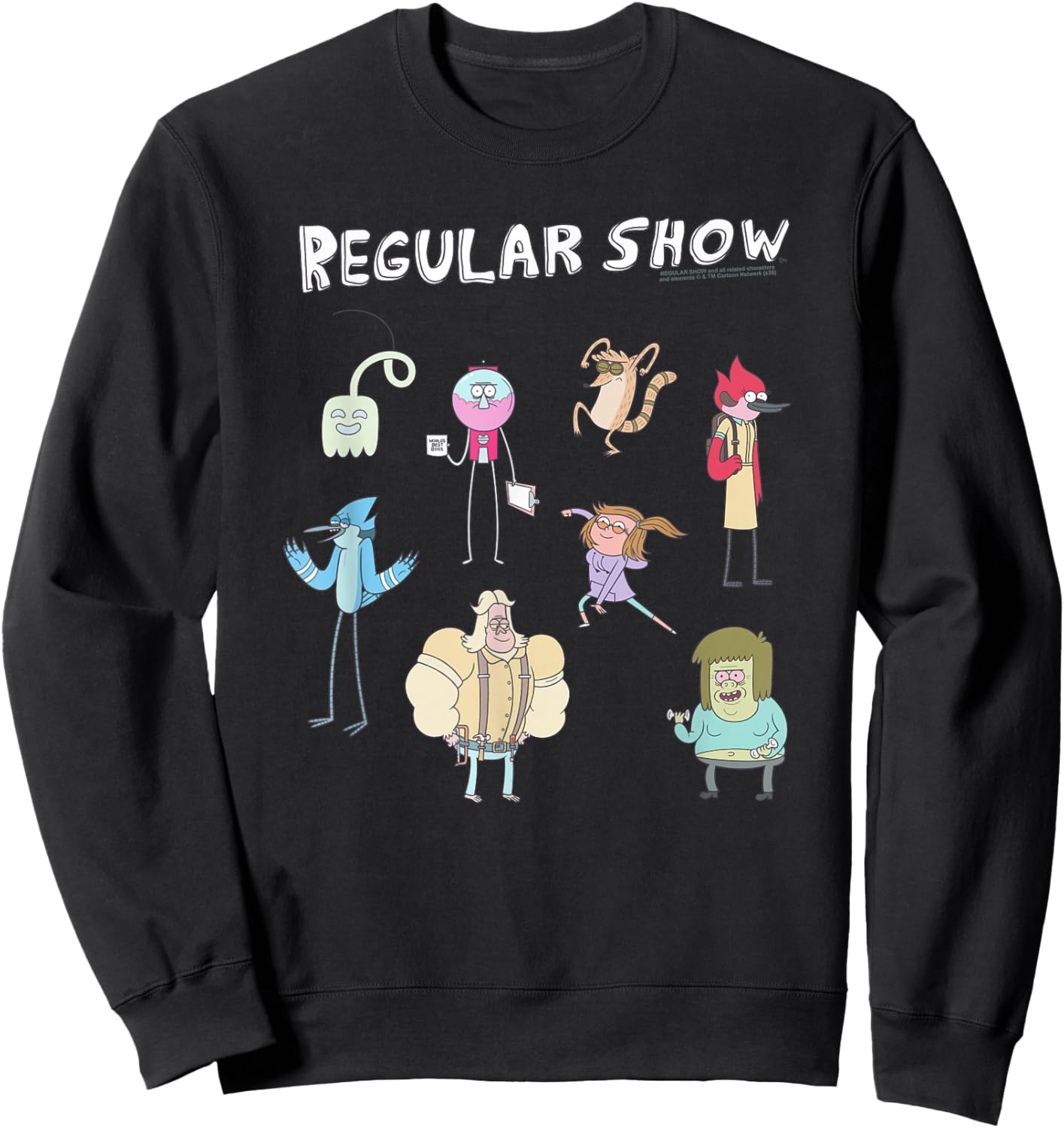 Regular Show Colorful Character Chart Collage Funny Cartoon Sweatshirt - Sweatshirt | Black