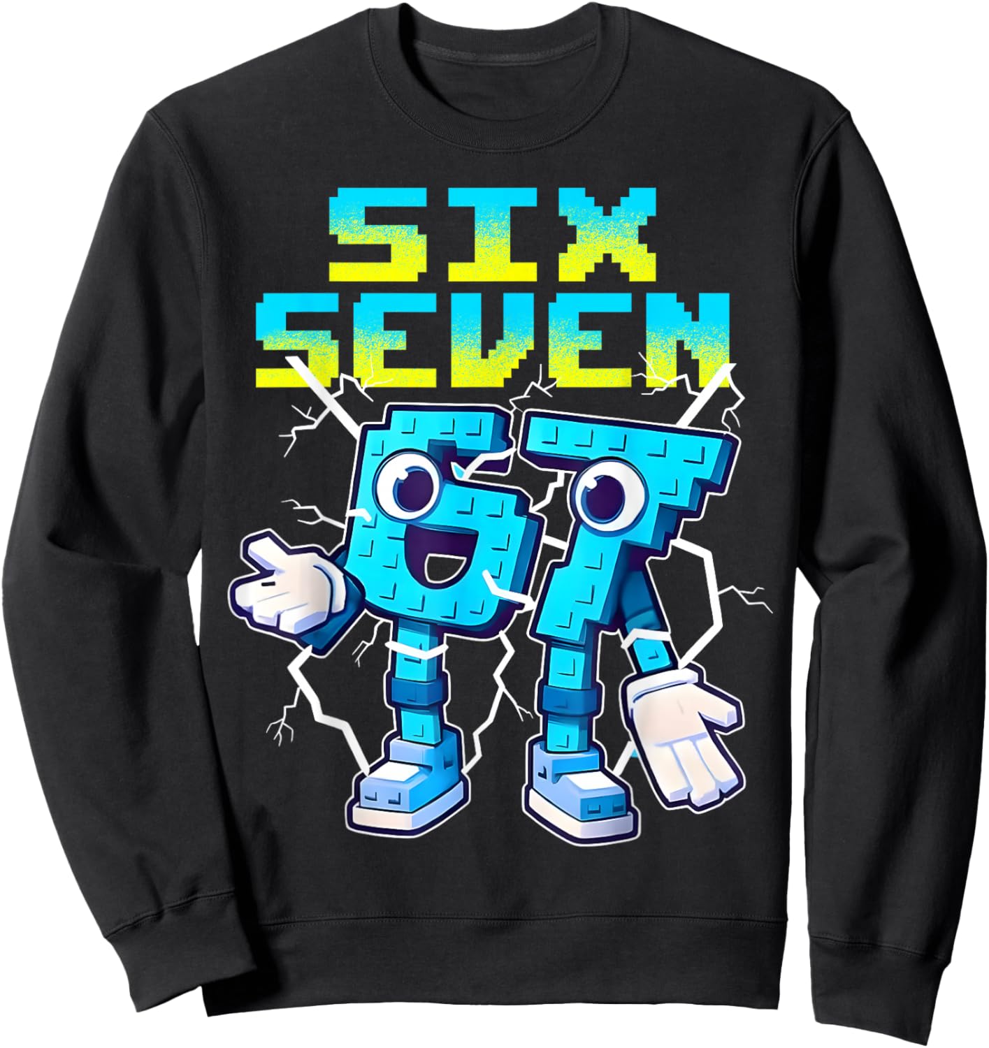 Six Seven Brainrot Italian Funny 67 Kids Gaming Meme Boys Sweatshirt - Sweatshirt | Black