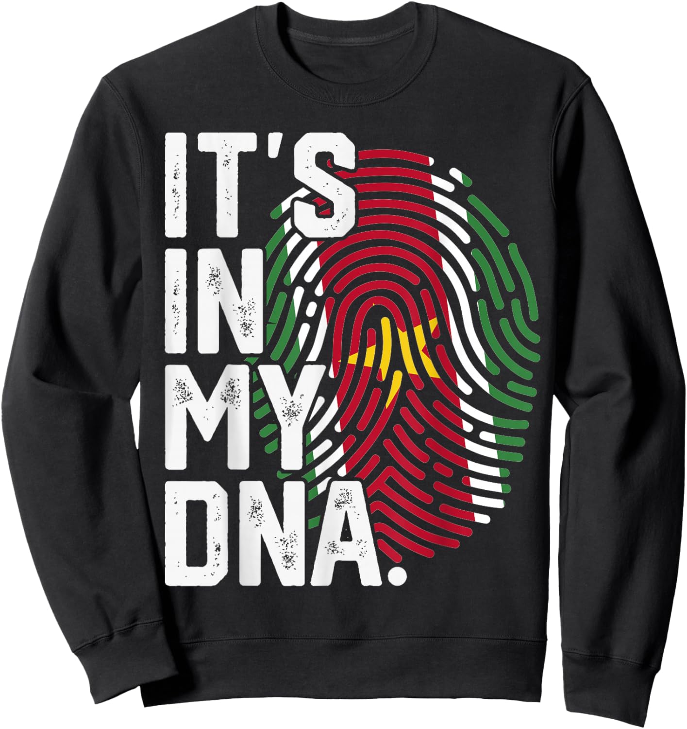 Suriname Roots Flag Fingerprint Graphic Patriotic Sweatshirt - Sweatshirt | Black