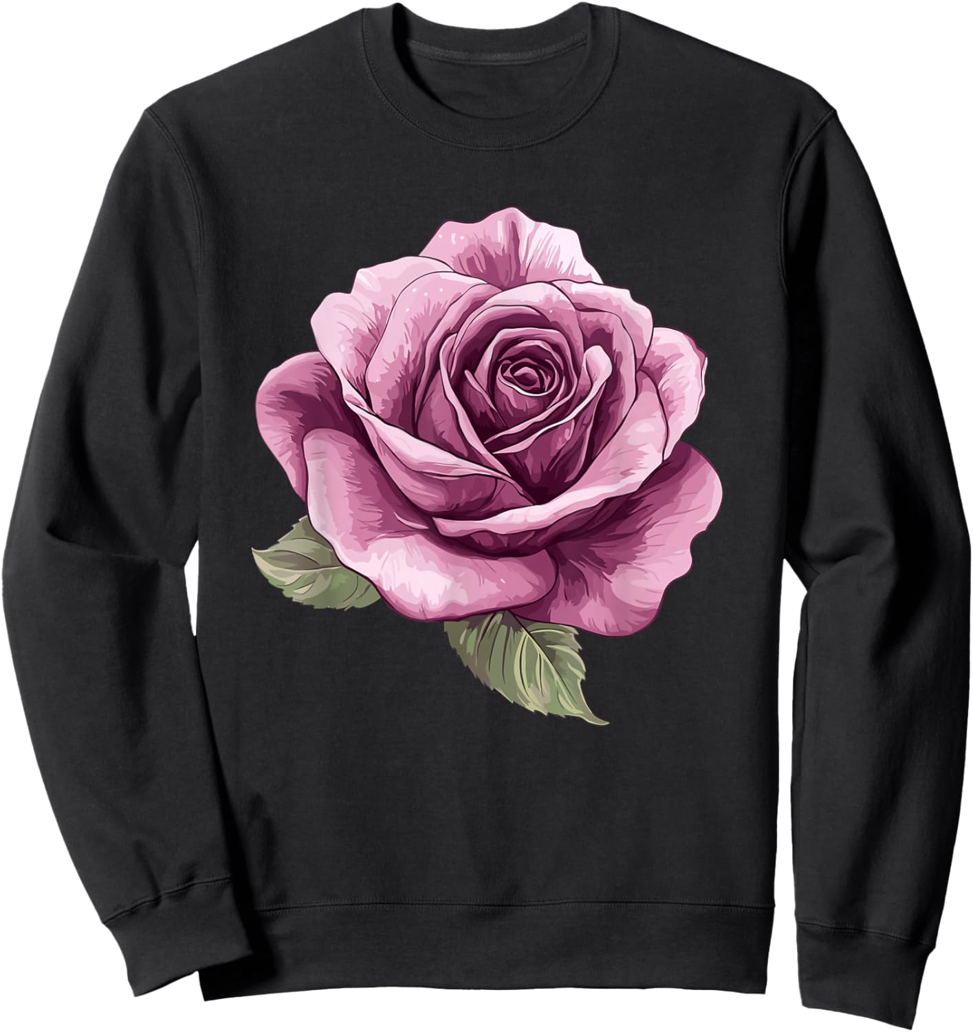 Vintage Pink Rose Flower Romantic Botanical Art Sweatshirt - Sweatshirt | Black