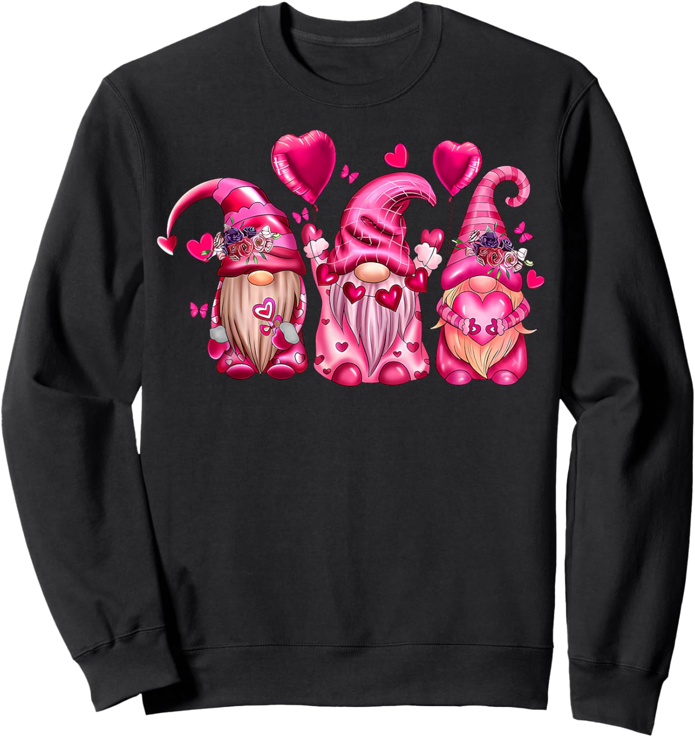 Valentine's Shirt for Cute Gnomes Love Heart Sweatshirt - Sweatshirt | Black