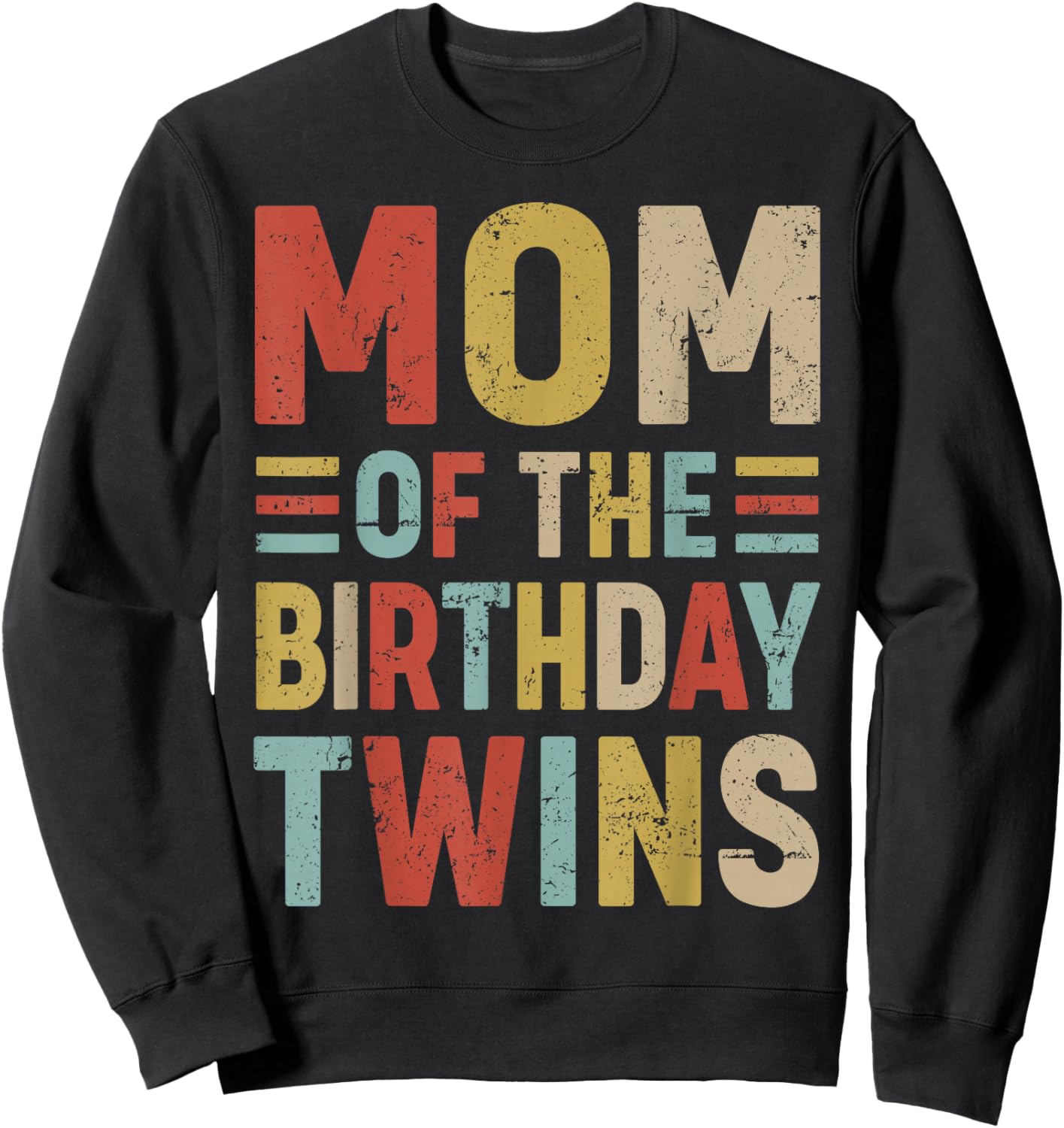 Mom of The Birthday Twins Family Matching Bday Party Sweatshirt - Sweatshirt | Black