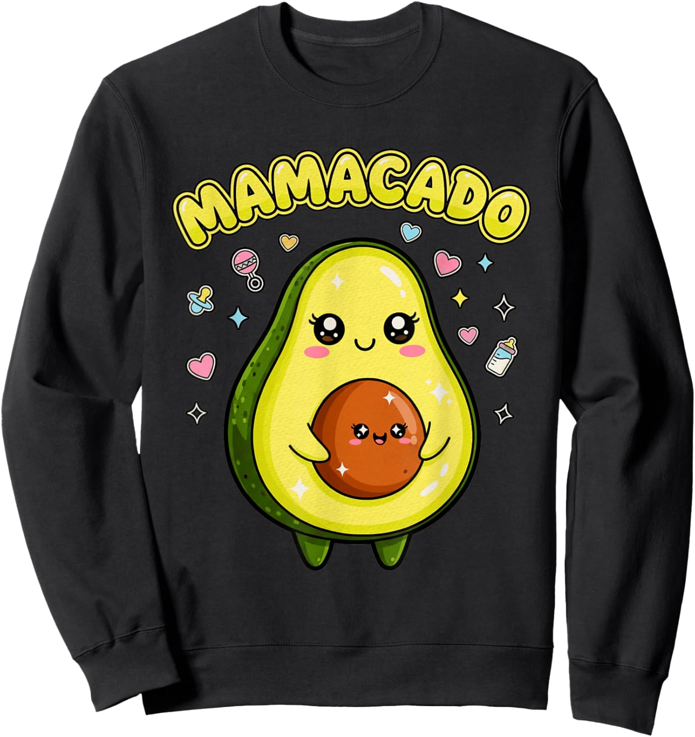 Pregnancy Announcement Women Mom Funny Avocado Mamacado Sweatshirt - Sweatshirt | Black