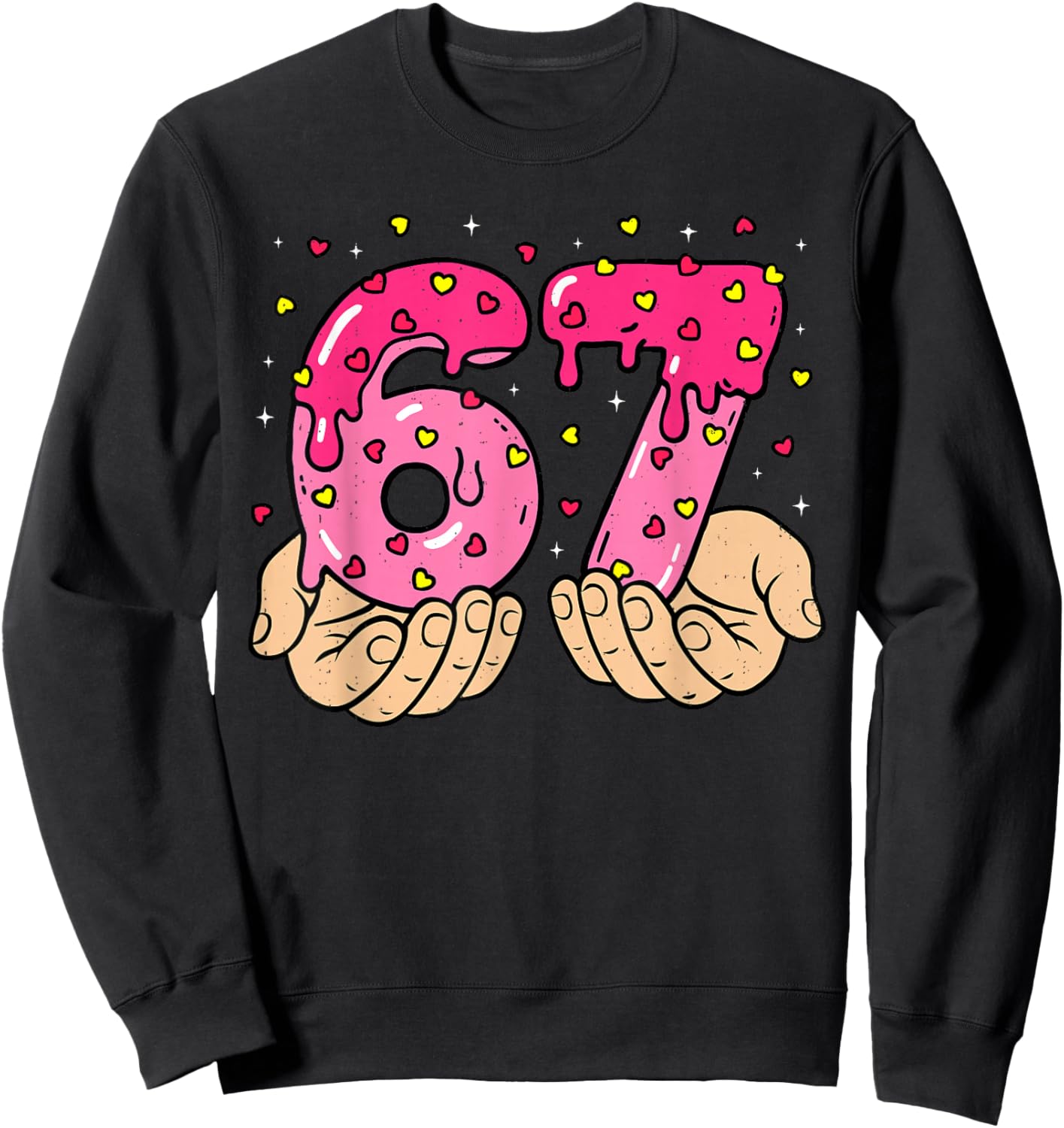 Funny 6 7 Meme Heart Gen Alpha Six Seven 67 Valentine’s Day Sweatshirt - Sweatshirt | Black