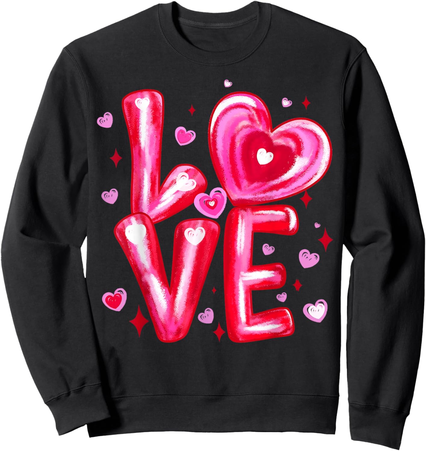 Happy Valentine Love Pink Heart Girl Women Kid Sweatshirt - Sweatshirt | Black
