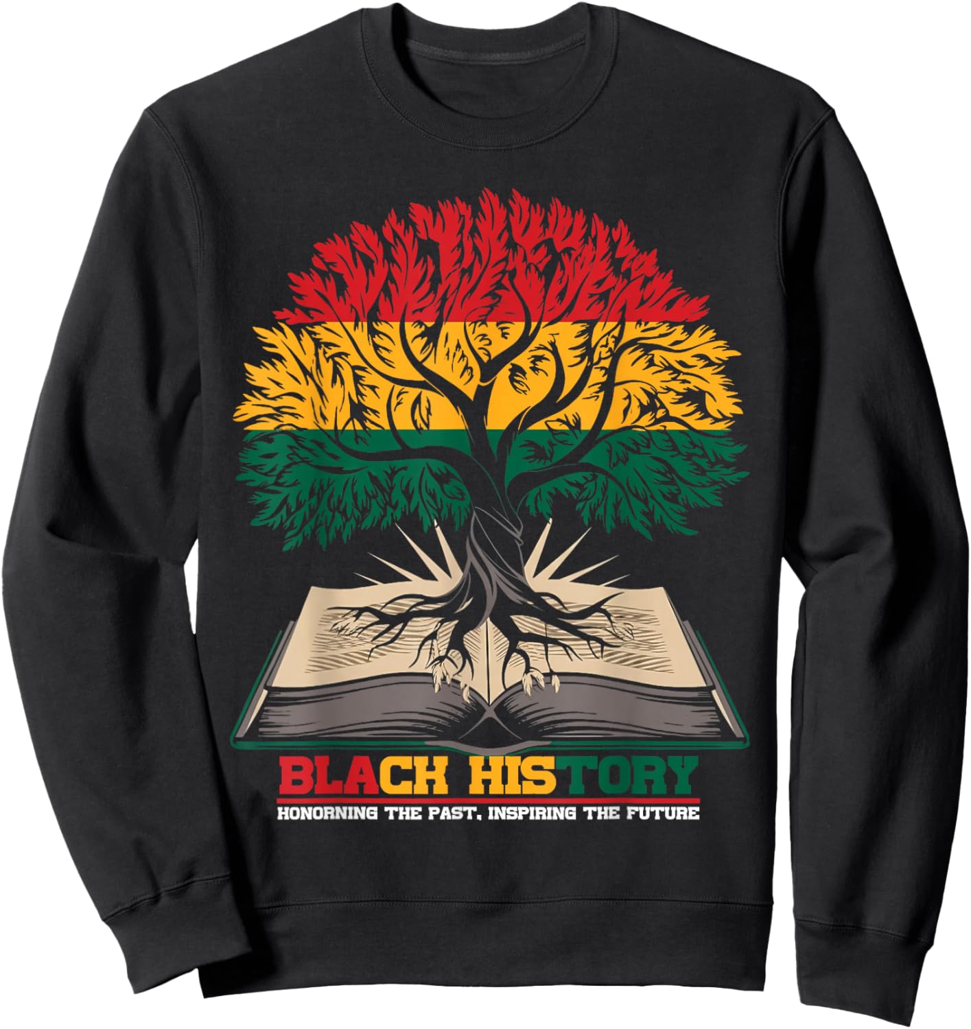 Retro Book and Tree Black History Month HBCU Educated Sweatshirt - Sweatshirt | Black