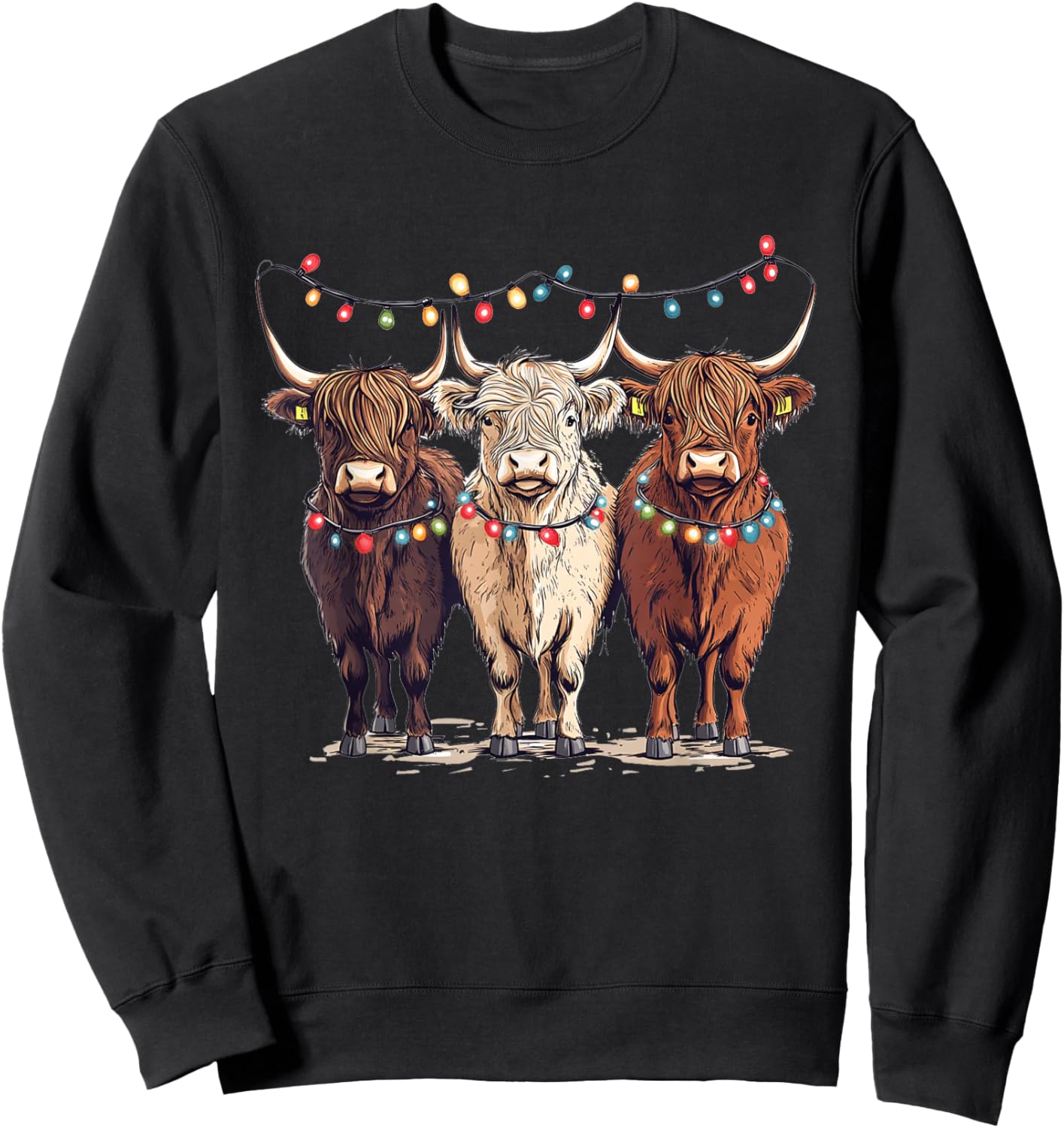 Western - Funny Christmas Cows - Country Christmas Sweatshirt - Sweatshirt | Black